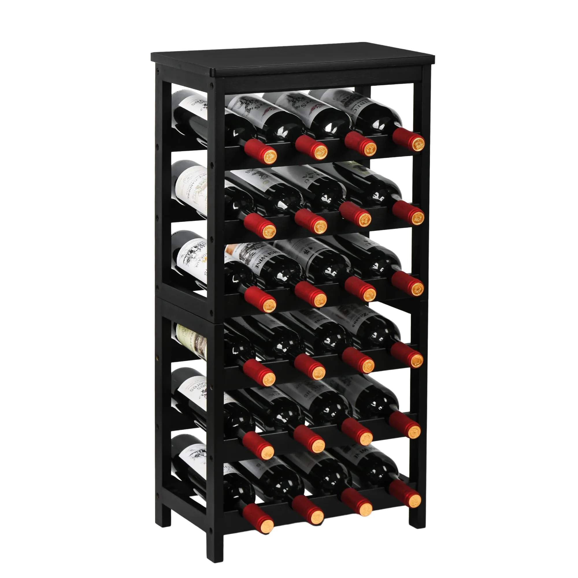 VASMIA Cantinetta Portavino in Legno Bambù Nero - 24 Bottiglie
