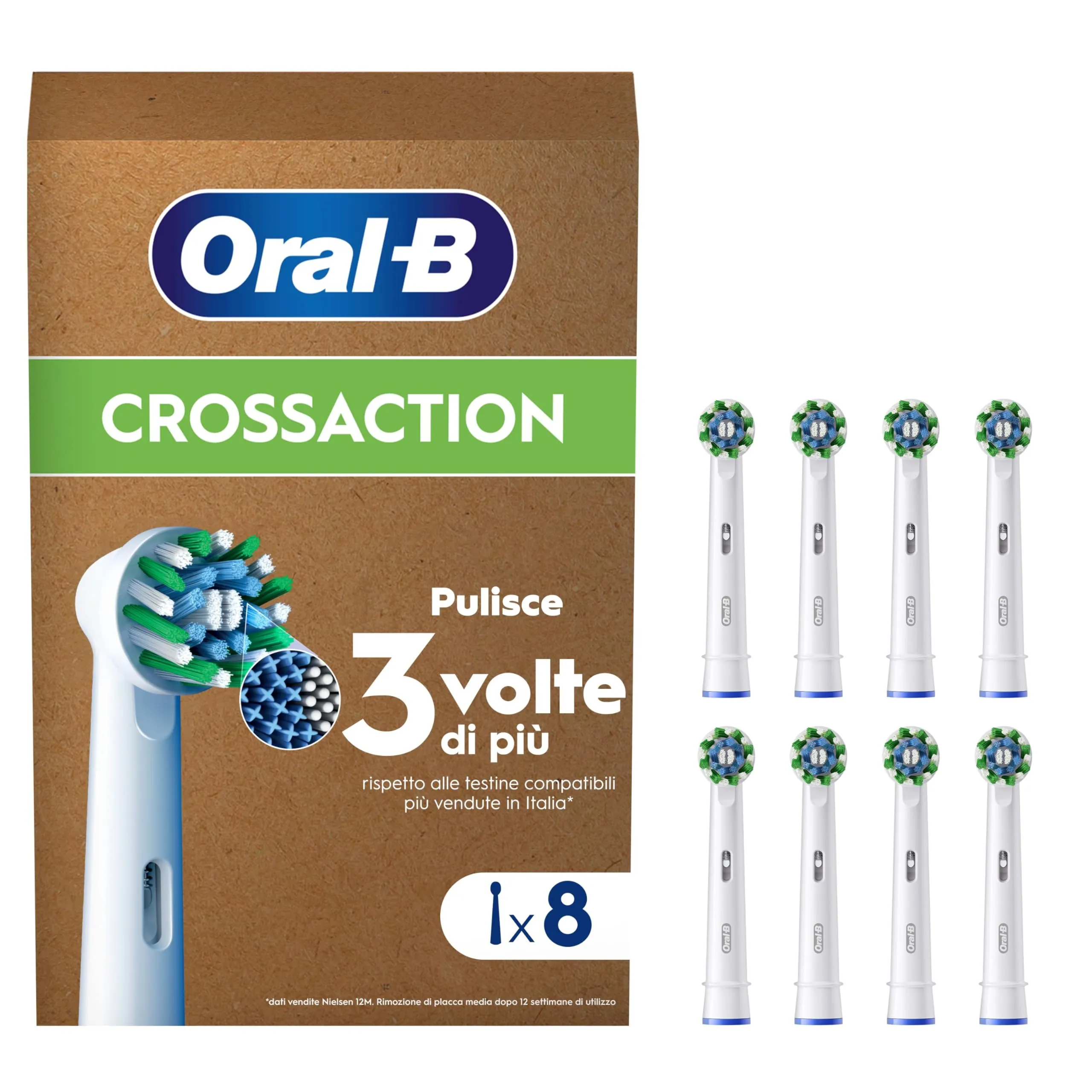 Oral-B Cross Action Testine Spazzolino Elettrico, 8 Pezzi
