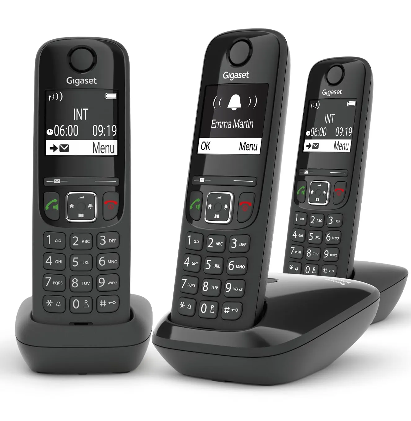 Gigaset AS690 Trio - Telefono Cordless con 3 Portatili