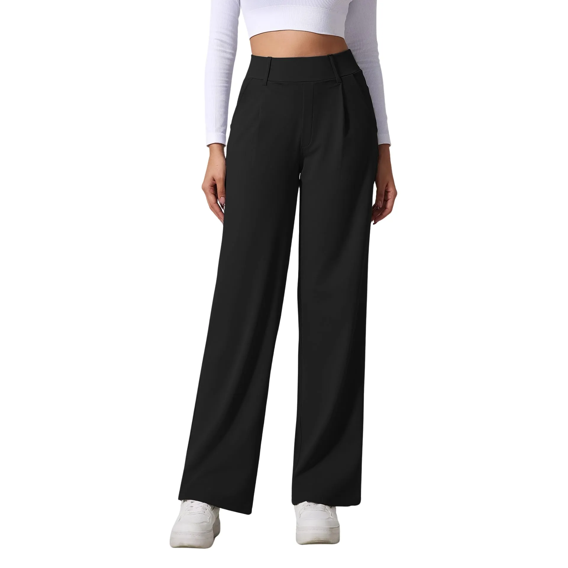 SotRong Pantaloni Yoga Donna Gamba Larga Dritta Vita Alta Elasticizzati