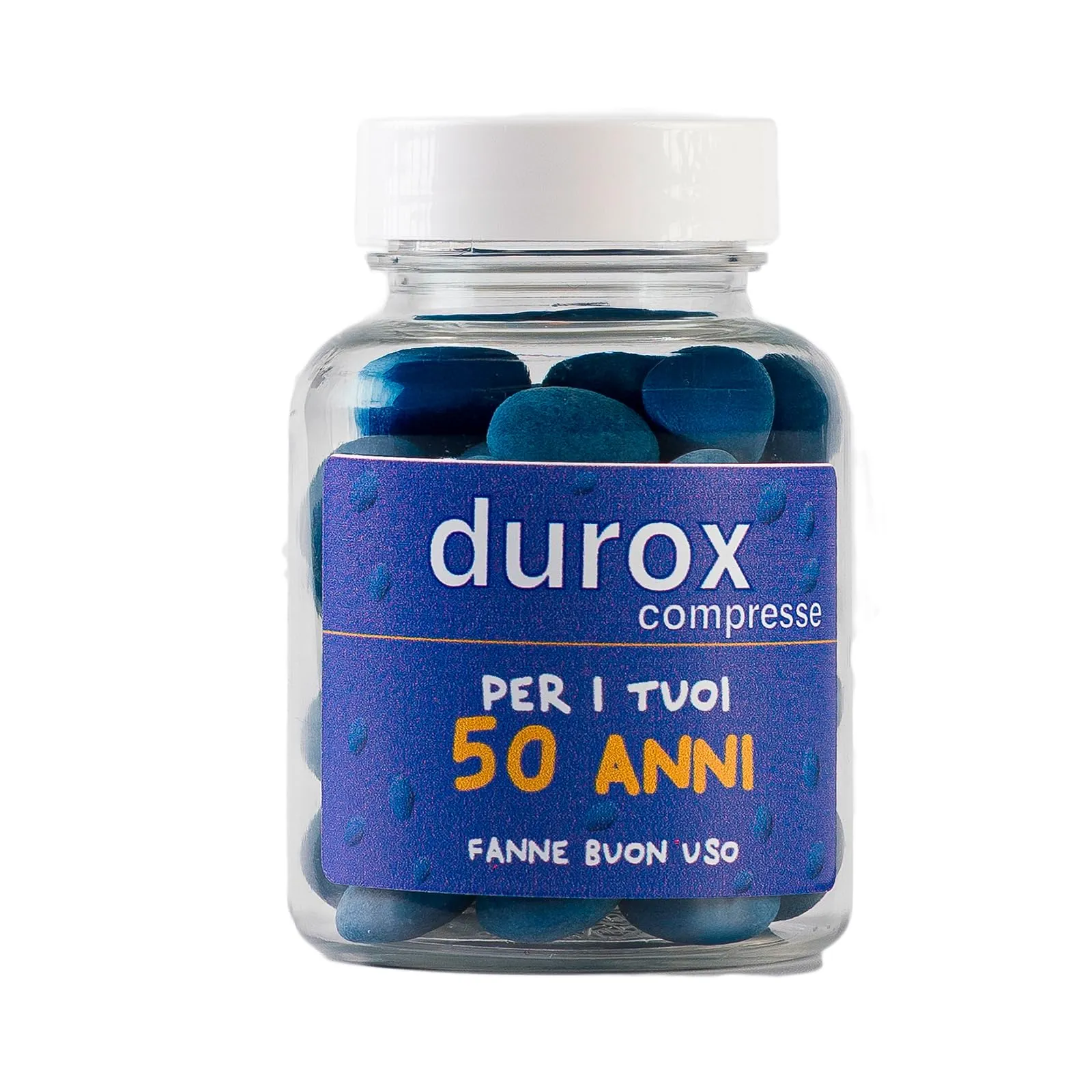 DUROX Compresse Blu 50 Anni - Scherzo Wiagras Goliardico per Uomo - Idea Regalo Divertente Compleanno 50 anni - Confetti Blu al Cioccolato