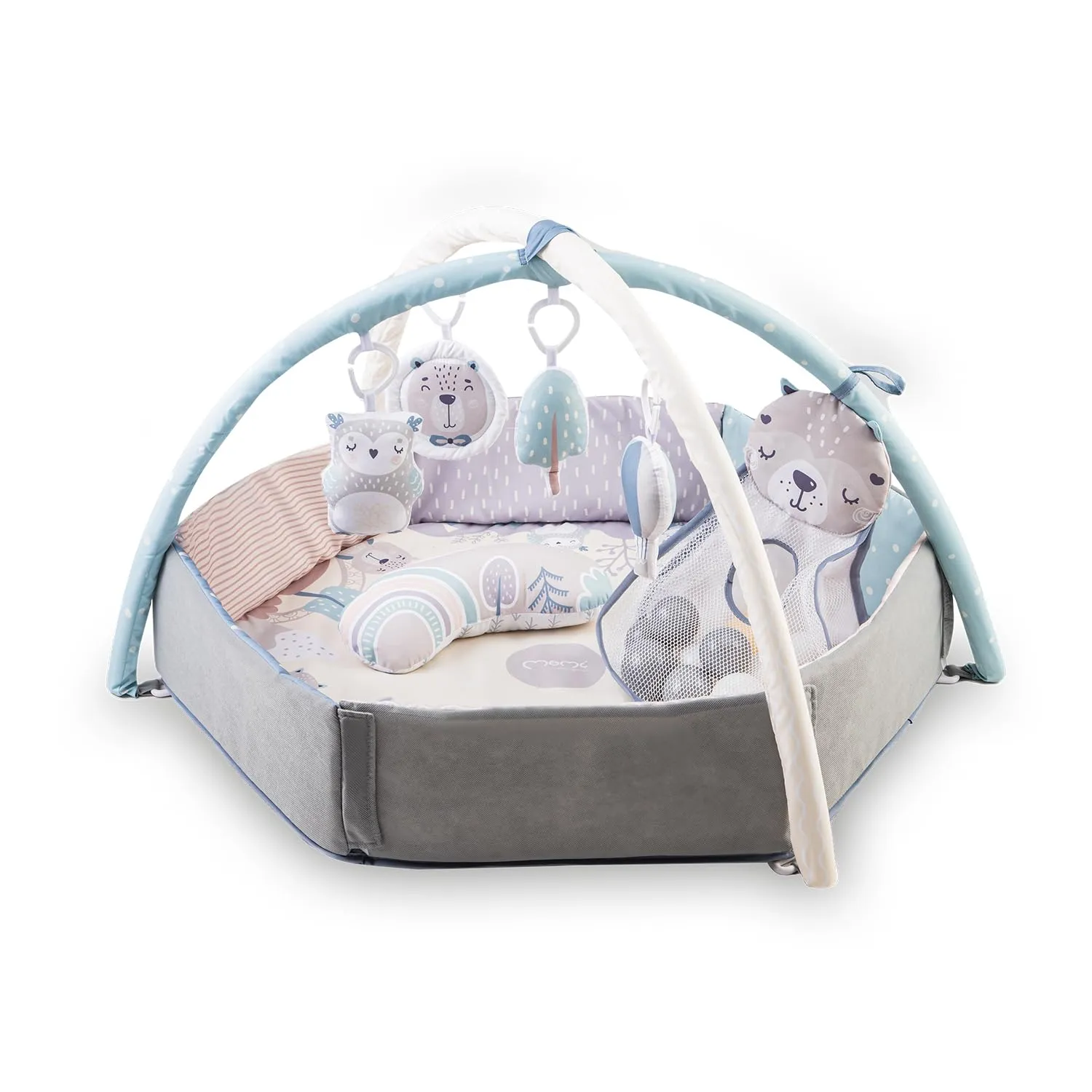 MoMi PASTEL: Tappetino Gioco 3 in 1 con Arco e Piscina di Palline