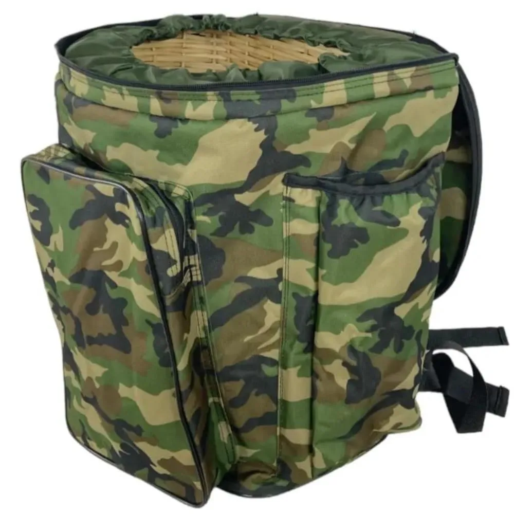 Zaino Portafunghi Professionale Acquaverde - Verde Mimetico con Cesta in Vimini