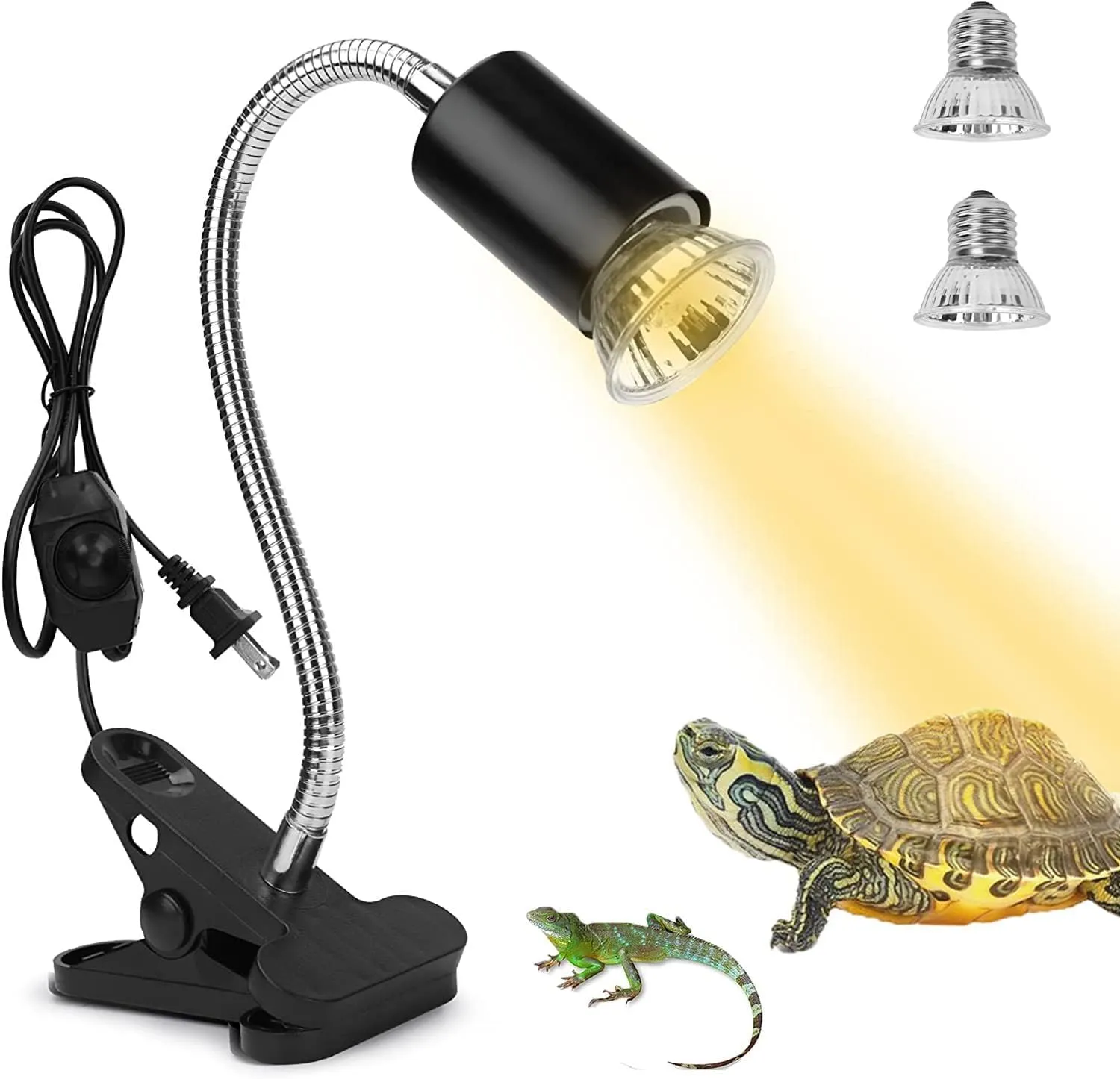 ROXIIFEE Lampada Riscaldante per Tartarughe e Rettili con Lampade UVA UVB