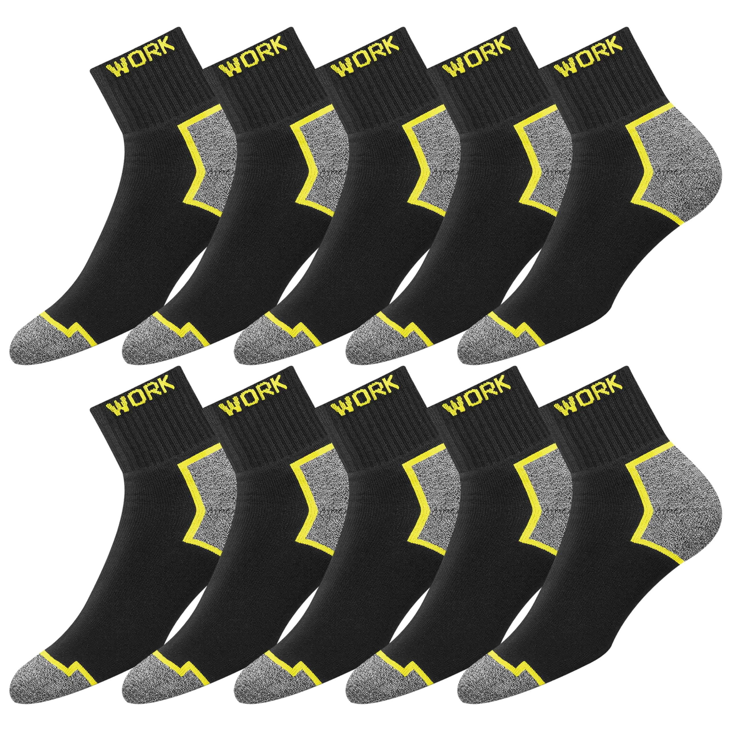 SOXCO 10 paia Calze da Lavoro Uomo Rinforzate Quarto Lunghe WORK Socks