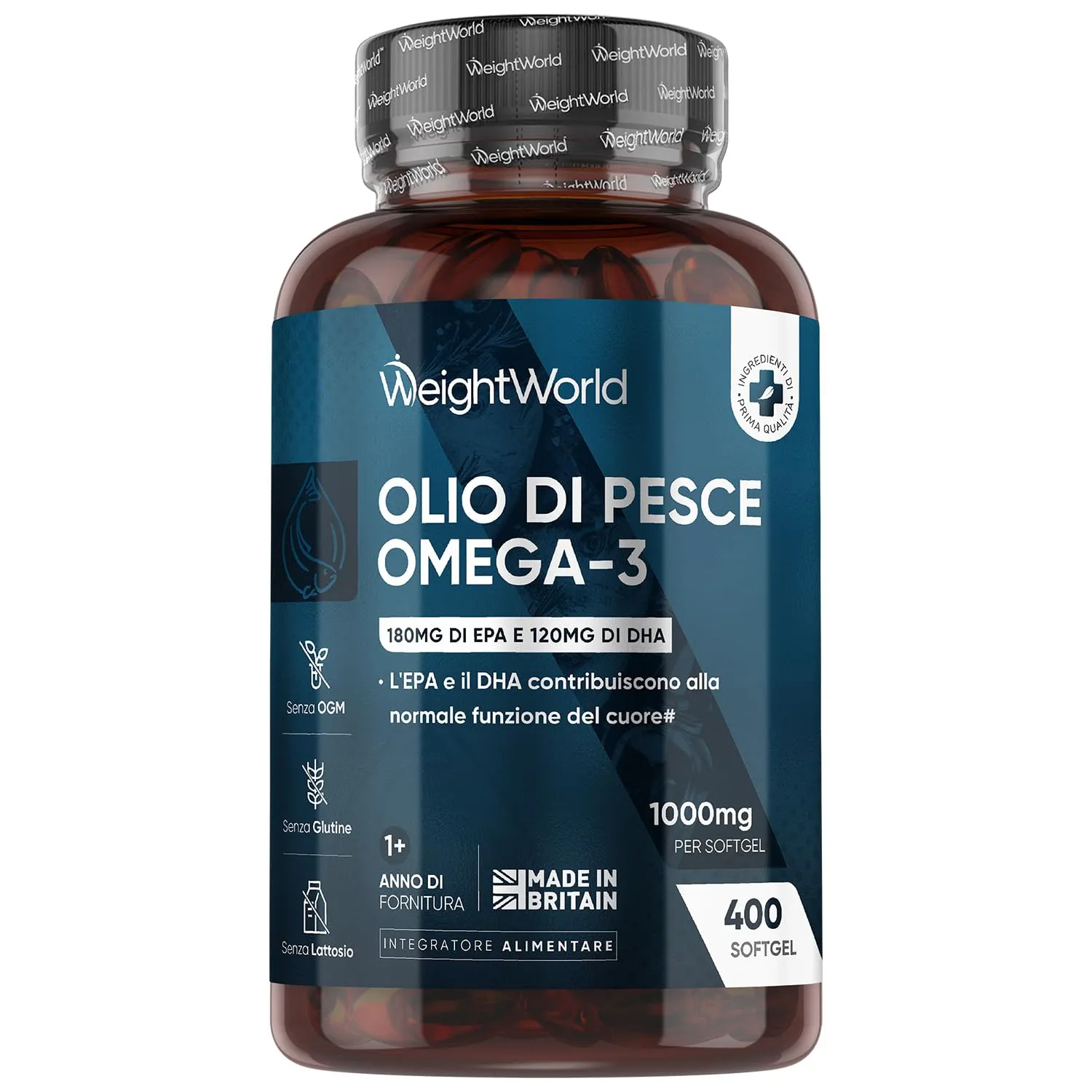 Omega 3 Olio di Pesce 400 Softgel (1+ Anno)