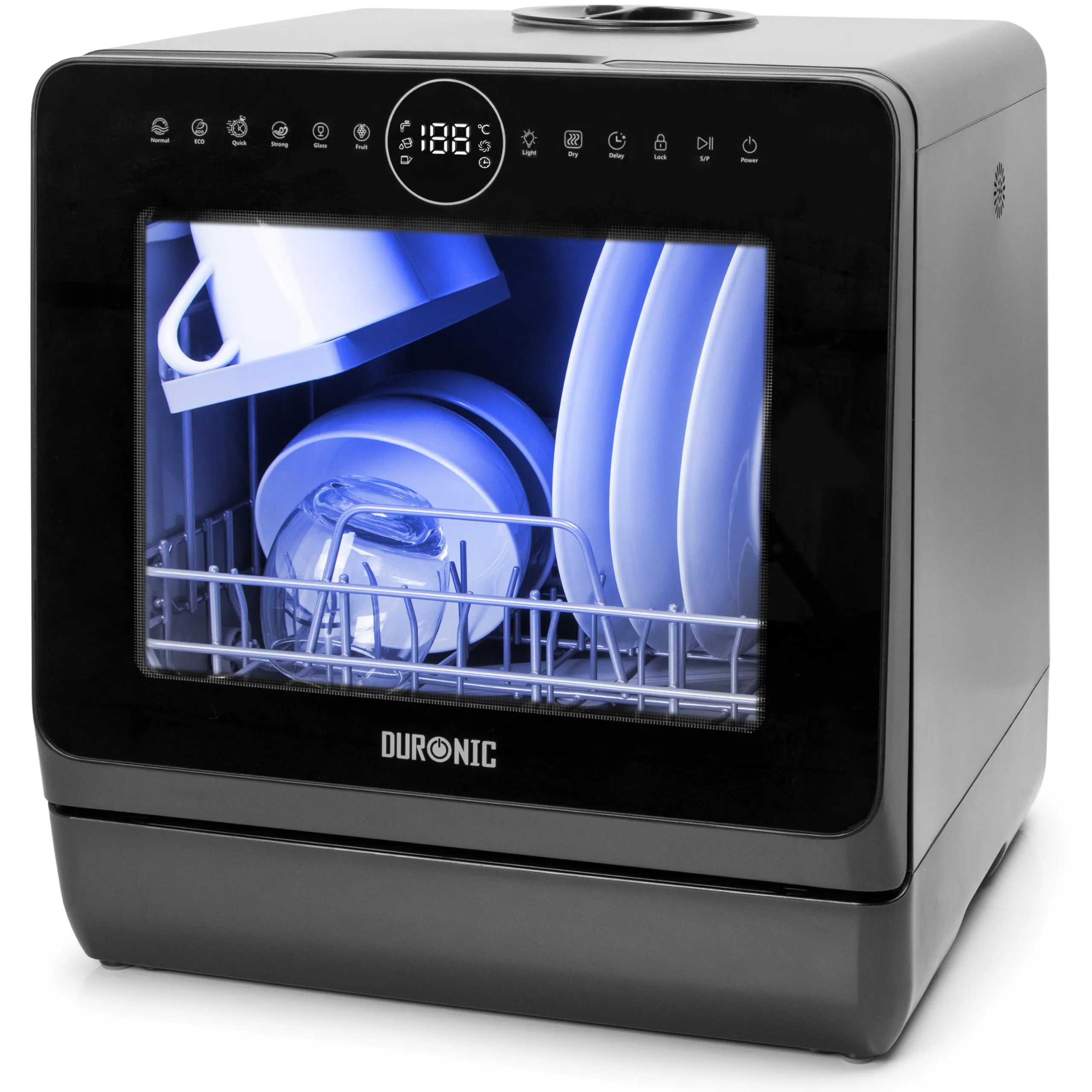 Duronic DW5 BK Lavastoviglie Compatta da Tavolo - 7 Programmi, Serbatoio Integrato, Ideale per Piccoli Spazi