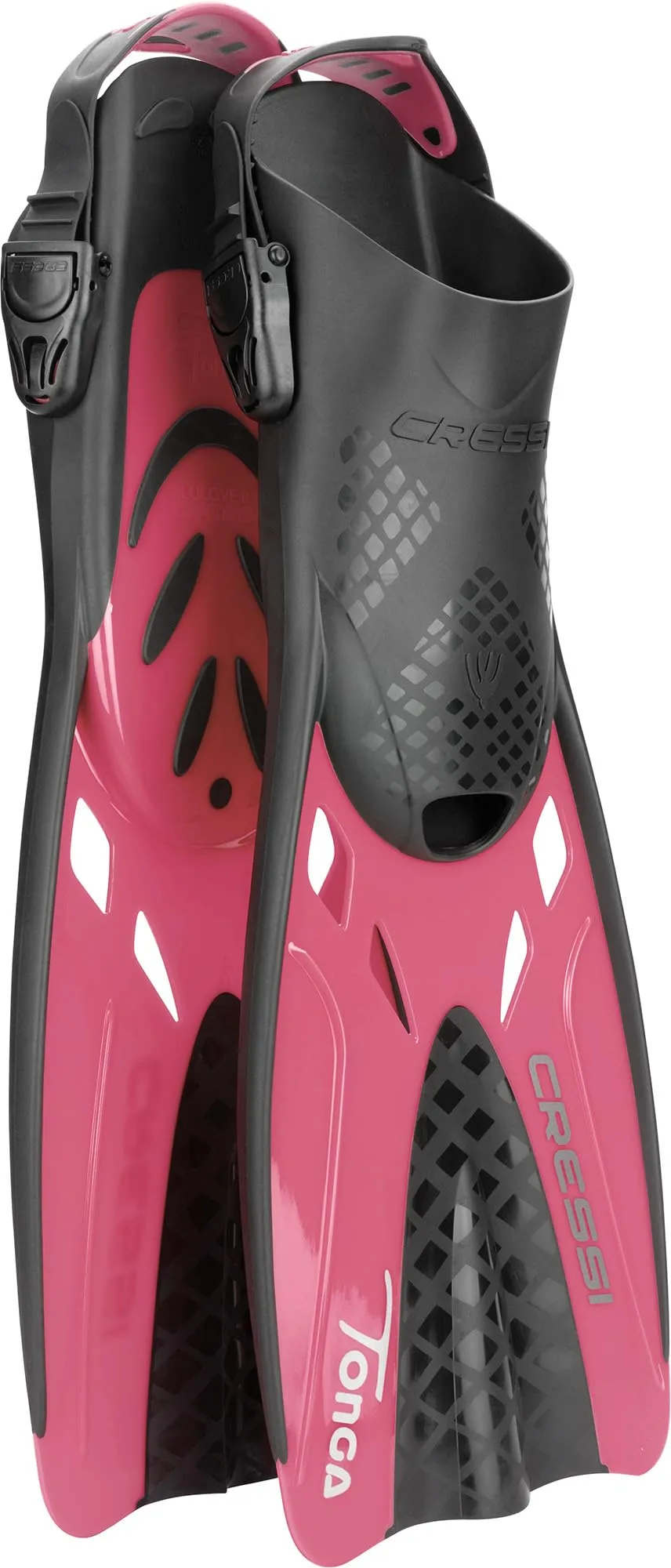 CRESSI Tonga Fins Black/Pink S/M - Pinne Leggere e Regolabili per Snorkeling e Nuoto