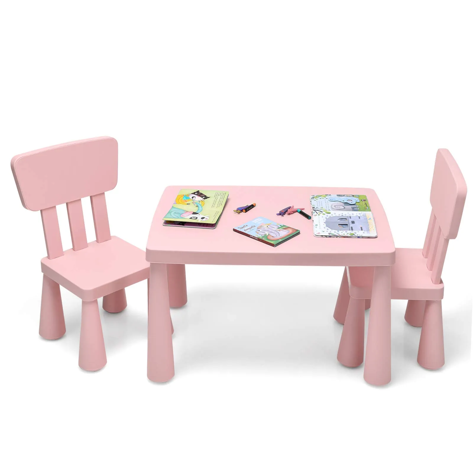 COSTWAY Set Tavolo e Sedie per Bambini Rosa