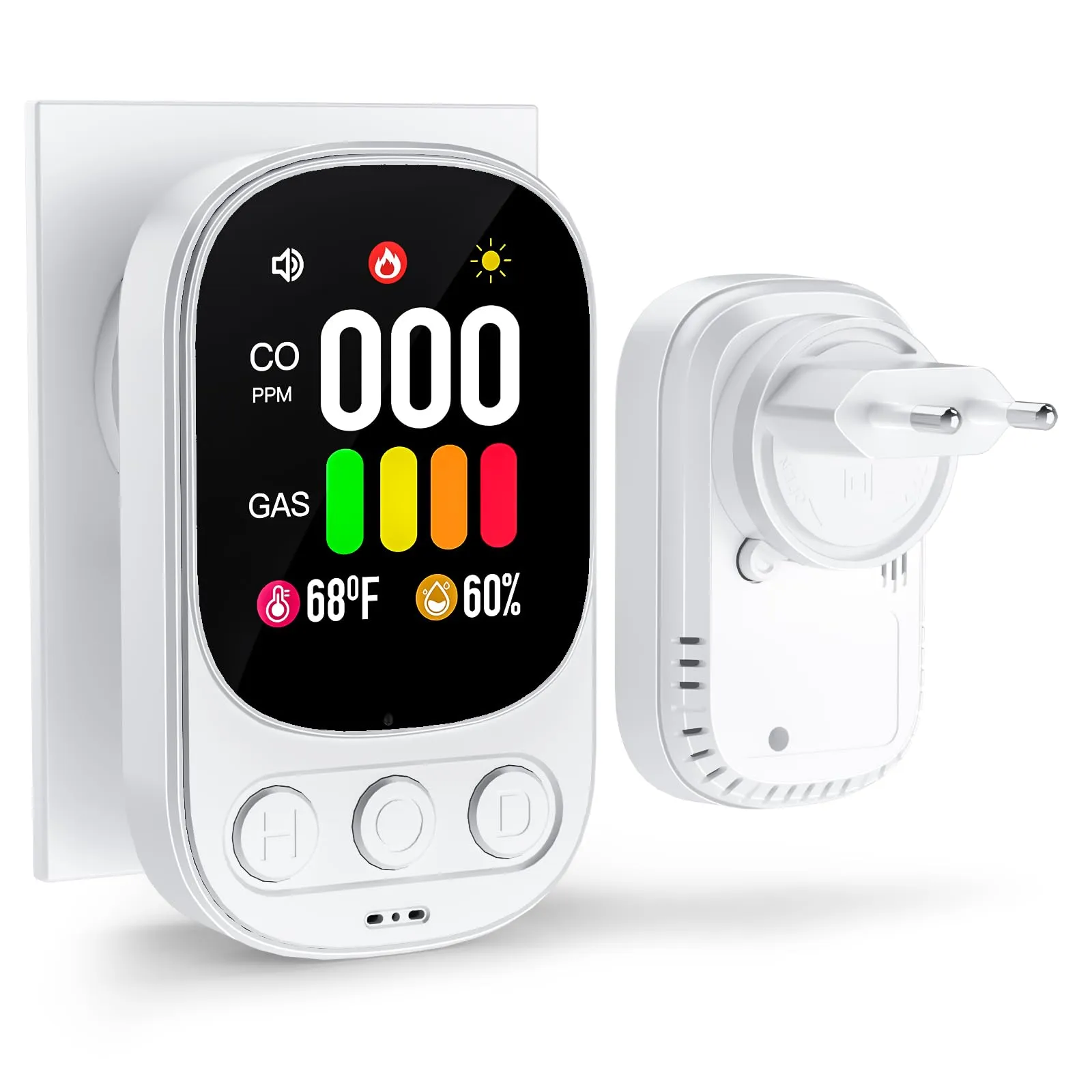 Rilevatore Gas e Monossido di Carbonio 4 in 1 con Spina - Sicurezza Domestica Certificata