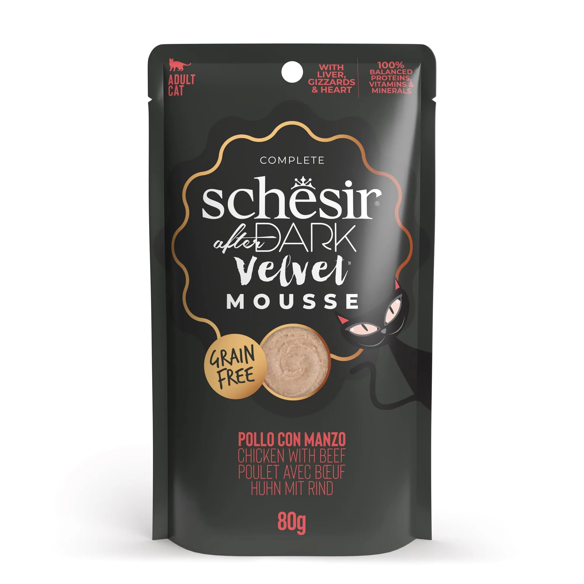 Schesir After Dark Pollo con Manzo in Mousse per Gatti Adulti (12x80g)