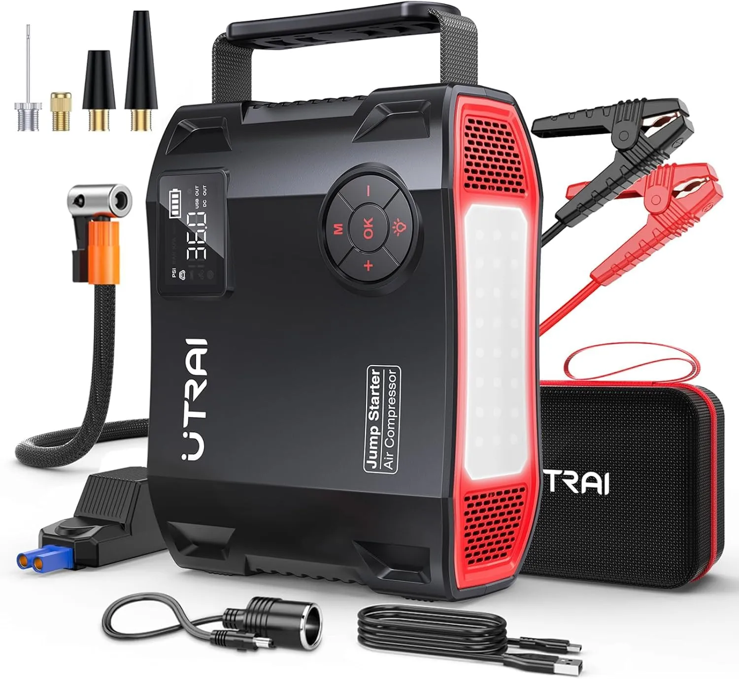 UTRAI Avviatore Batteria Auto 7000A con Compressore e Power Bank