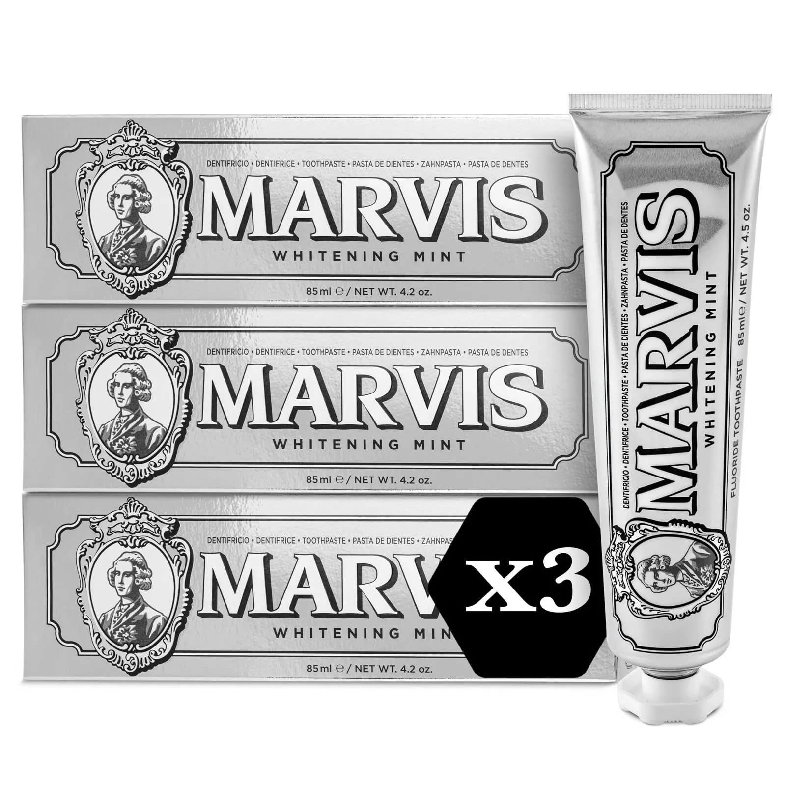 Marvis Dentifricio Sbiancante alla Menta - 3 x 85ml