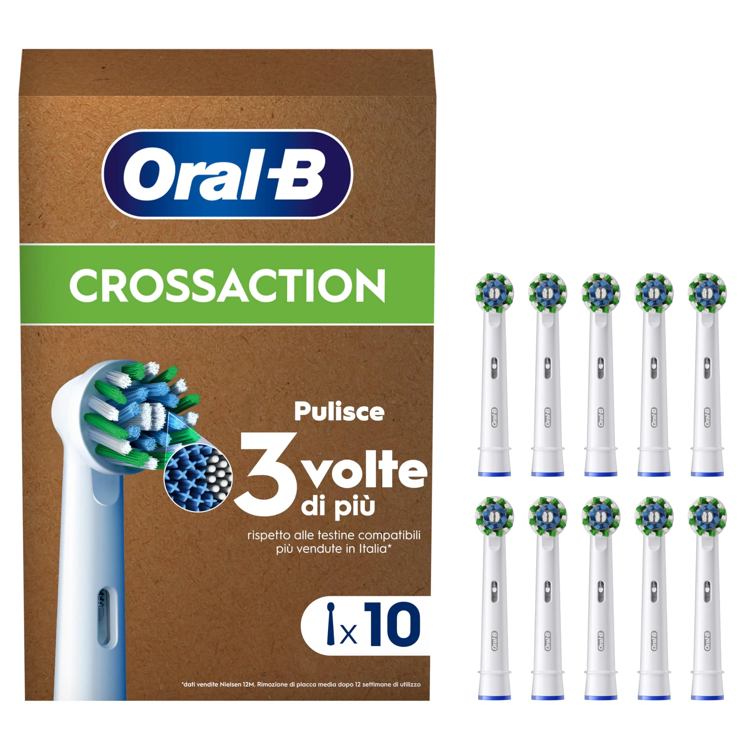 Oral-B CrossAction Testine di Ricambio per Spazzolino Elettrico - 10 Pezzi