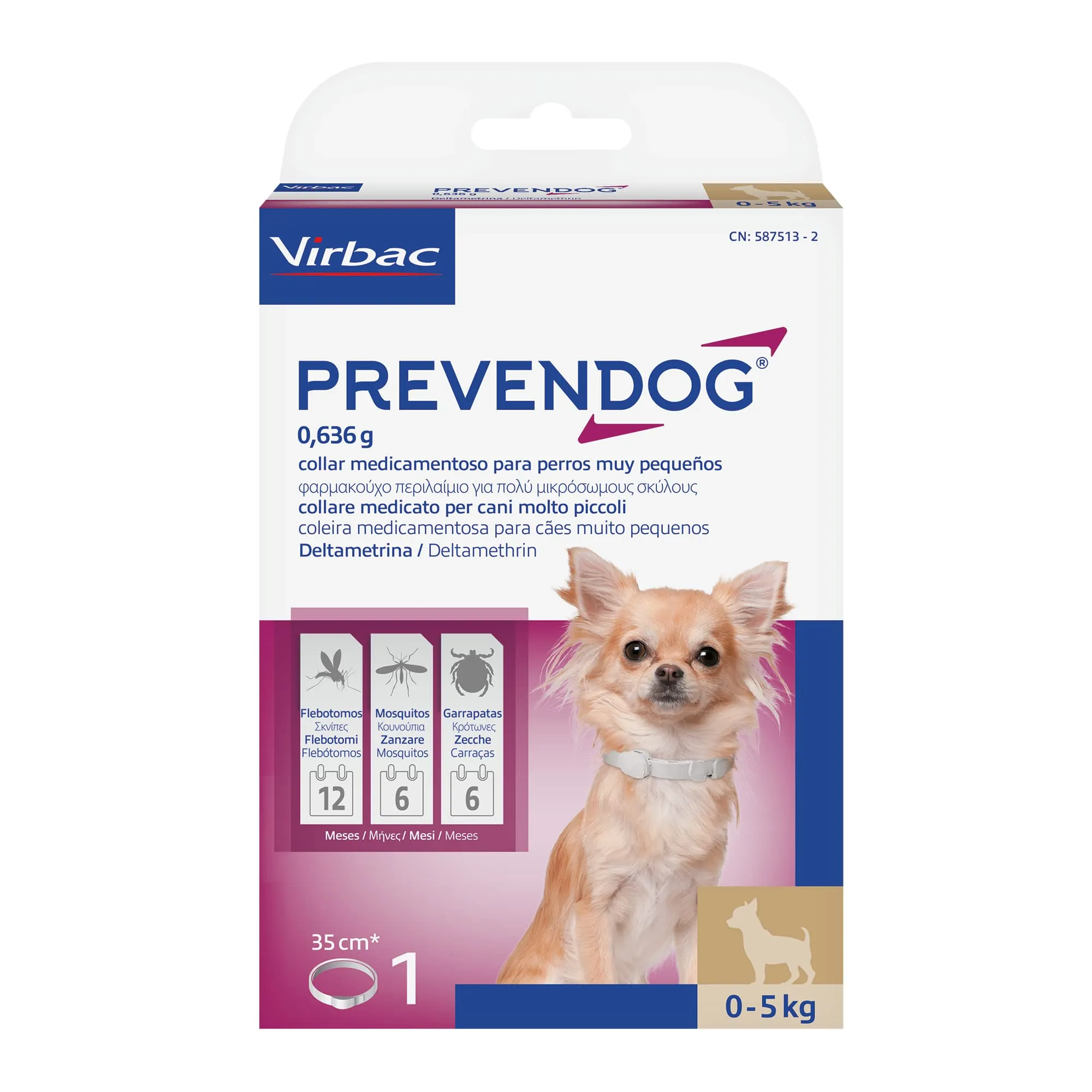 Virbac PREVENDOG Collare per Cani Taglia Piccola e Media - 35 cm