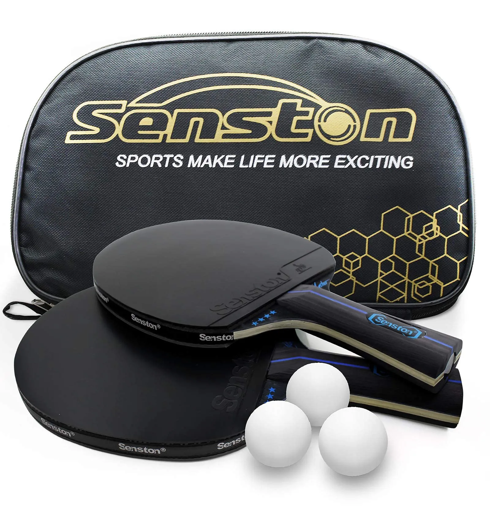 Senston Set Ping Pong Professionale: 2 Racchette e 3 Palline