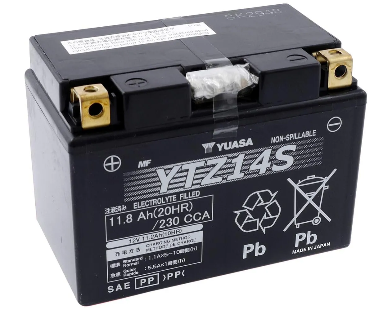 Batteria Moto Yuasa YTZ14S Gel Alta Performance 12V 11,2Ah