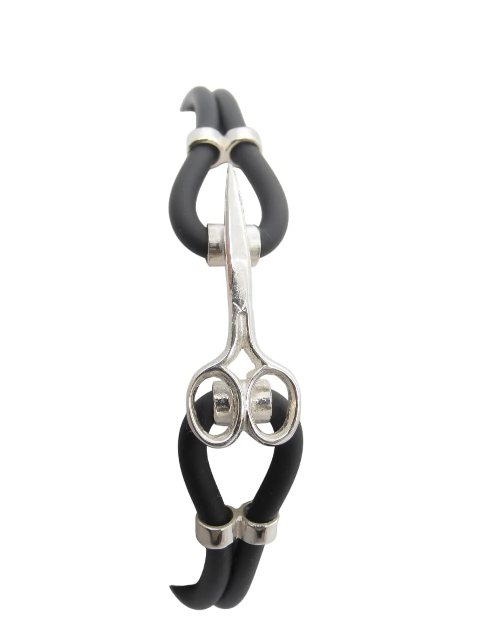 Bracciale Forbici in Argento 925 e Caucciù - Gioiello Dedicato all'Arte della Cura