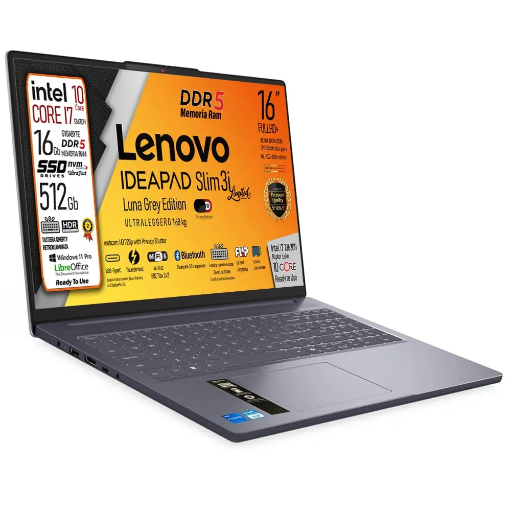 Lenovo IdeaPad Slim 3i 16" - Notebook Intel i7, 40GB RAM, 1TB SSD, Win11 Pro