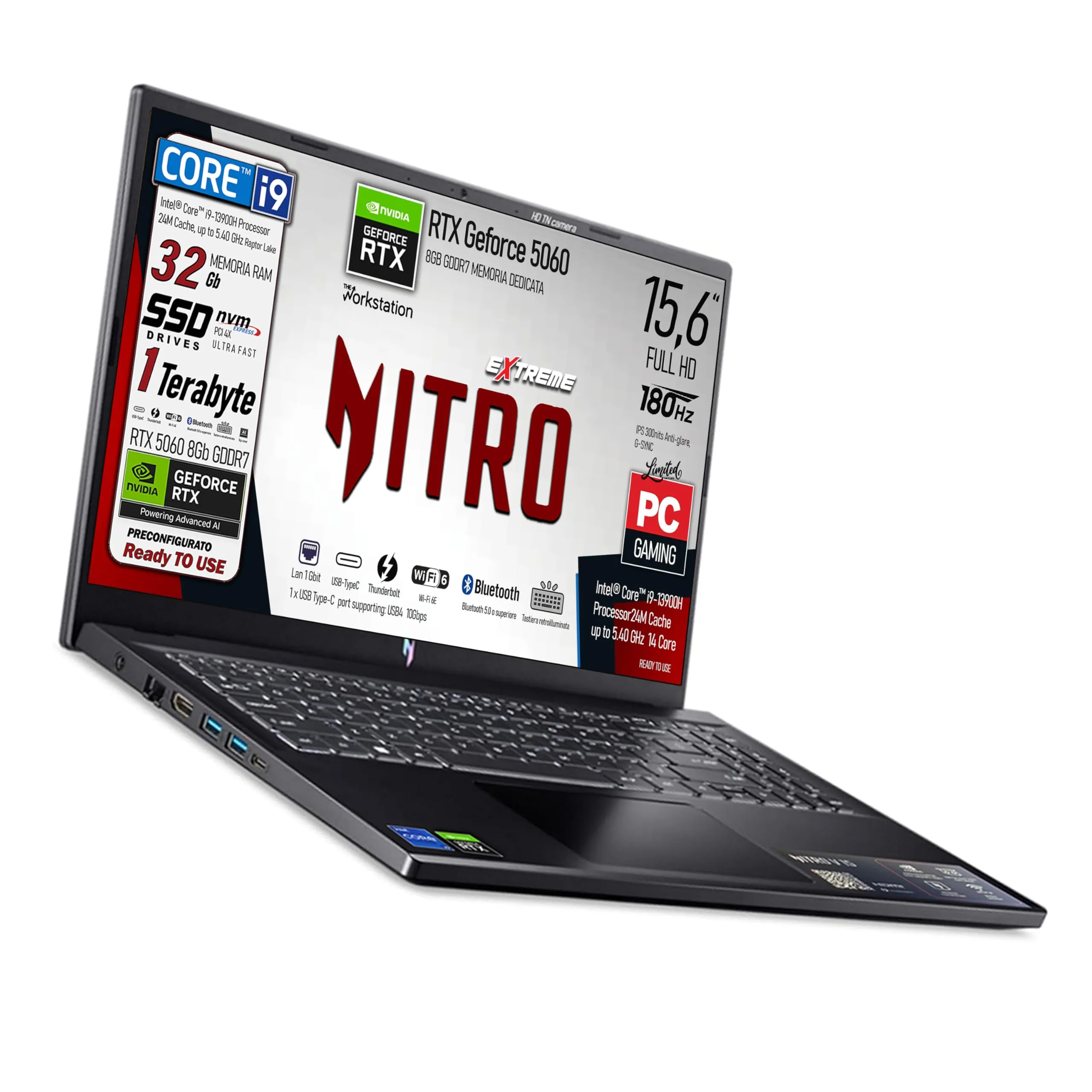 Acer Nitro V15 Gaming Notebook - Intel Core i9, RTX 4060, 64GB RAM, 1TB SSD