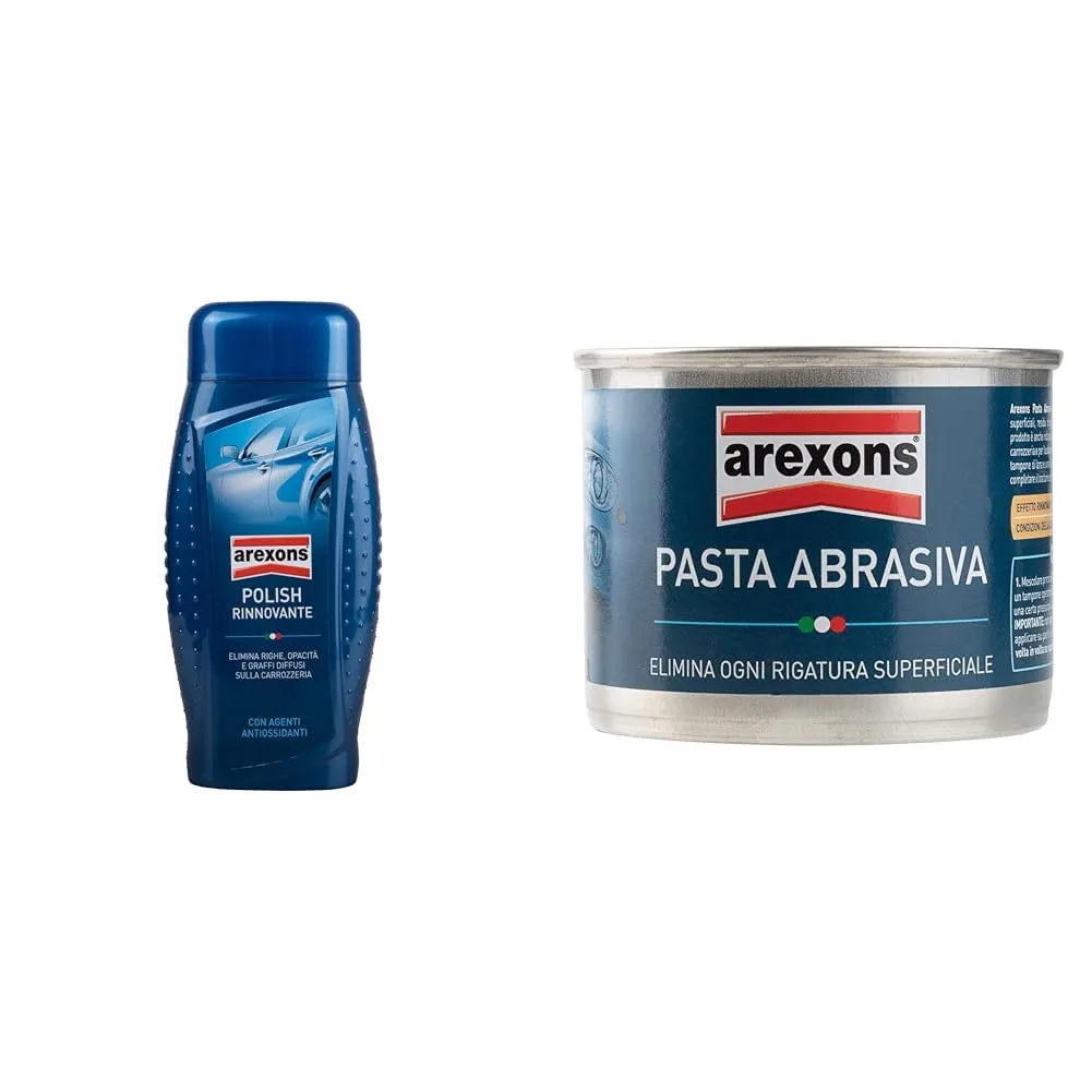 Kit Arexons per la Cura dell'Auto: Polish Rinnovante 500ml e Pasta Abrasiva 150ml