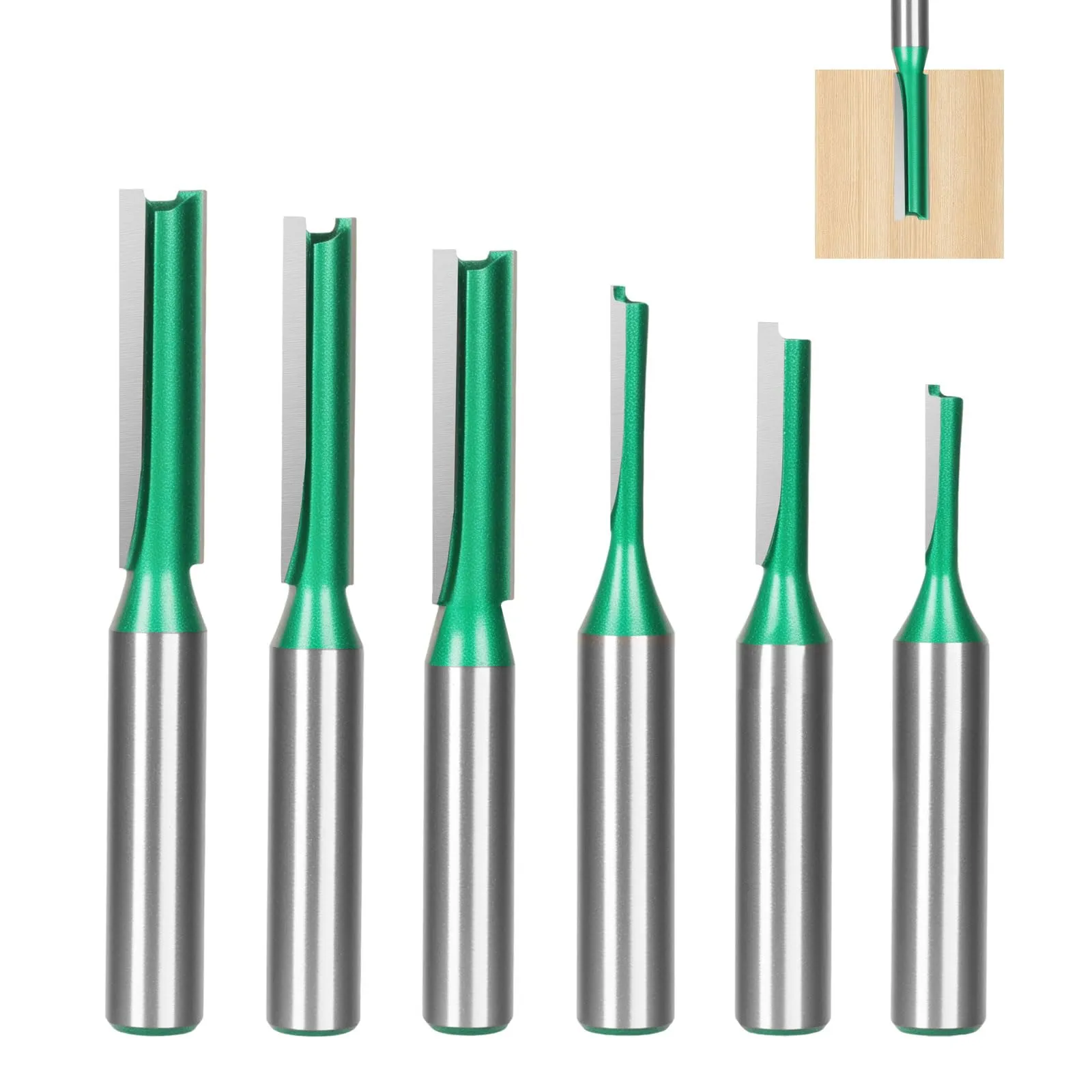 Set 6 Frese per Legno a Doppio Flauto 8mm per Scanalature Dritte