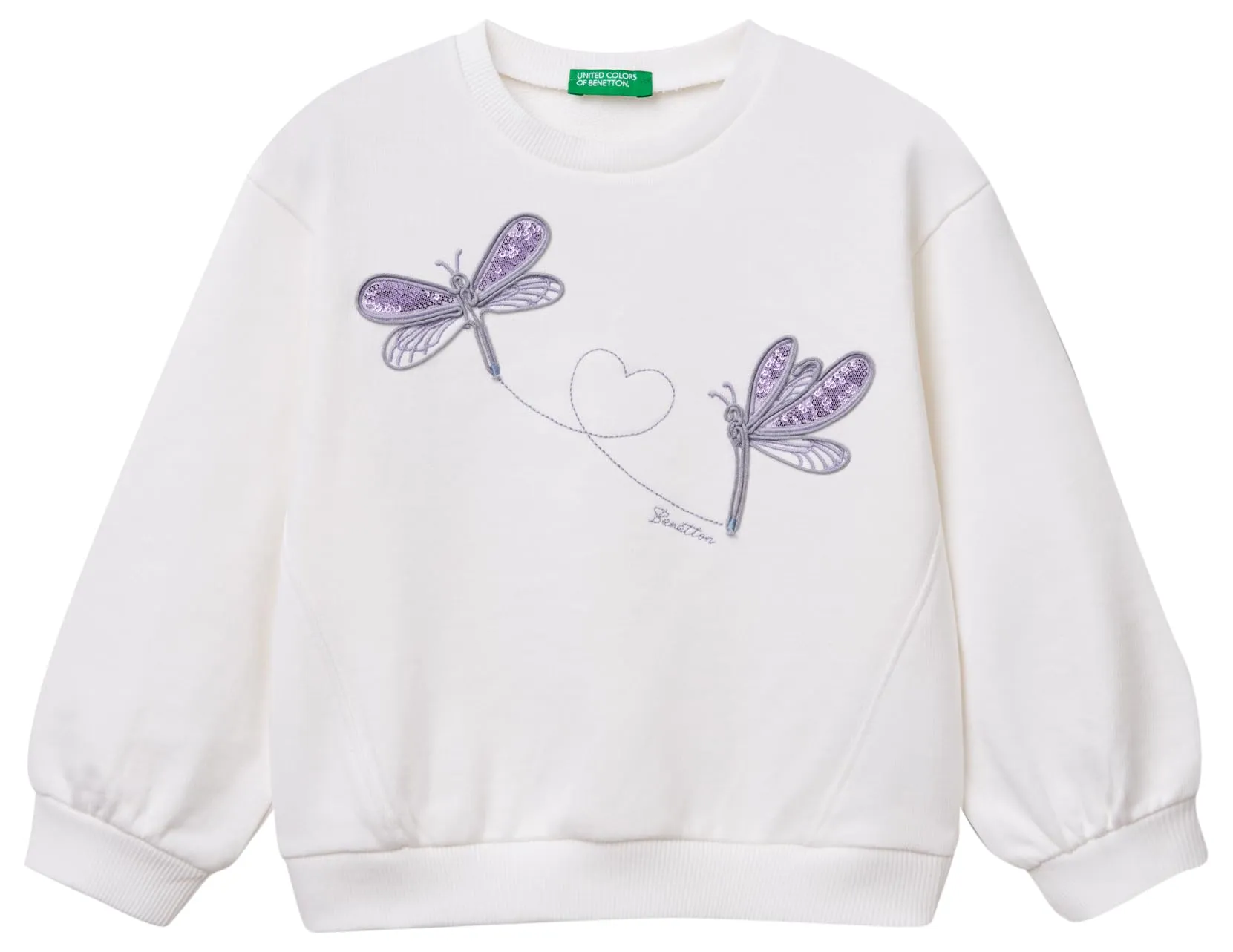 United Colors of Benetton Maglia Girocollo Manica Lunga con Ricamo e Paillettes