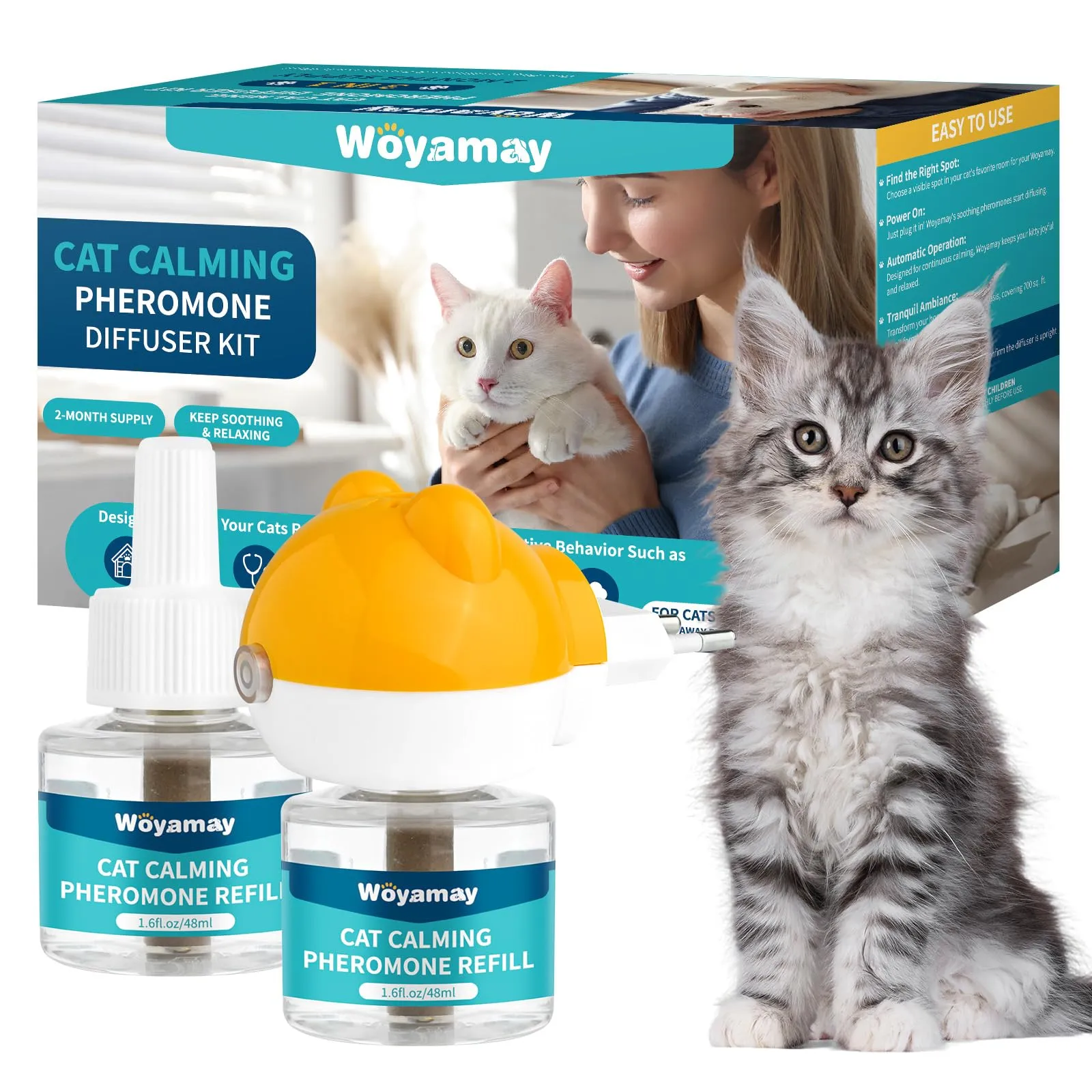 Woyamay Diffusore Feromoni per Gatti: Tranquillità e Benessere per il Tuo Felino