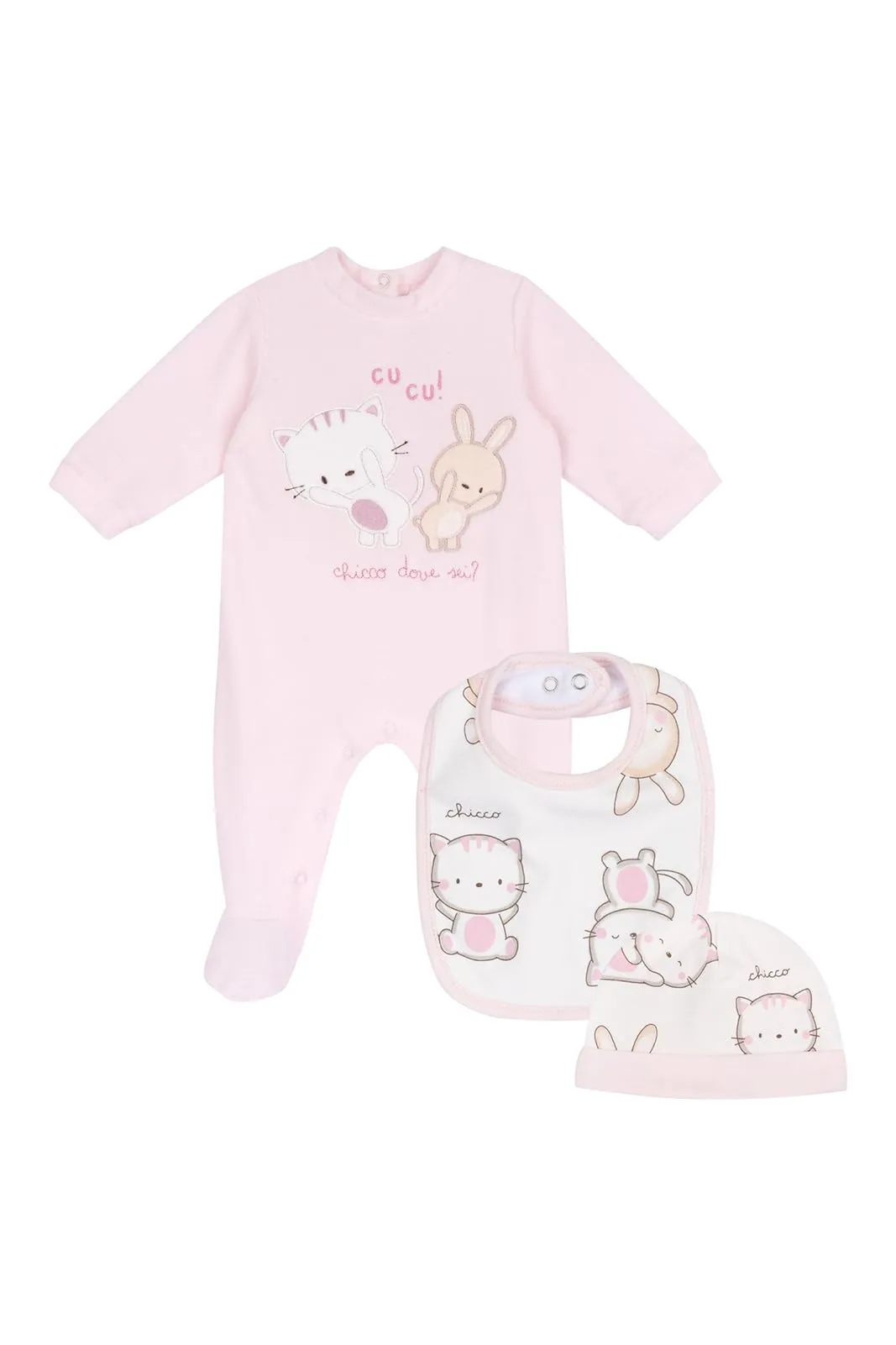 Chicco Set Regalo Neonato Unisex - Tutina, Cappellino e Bavaglia
