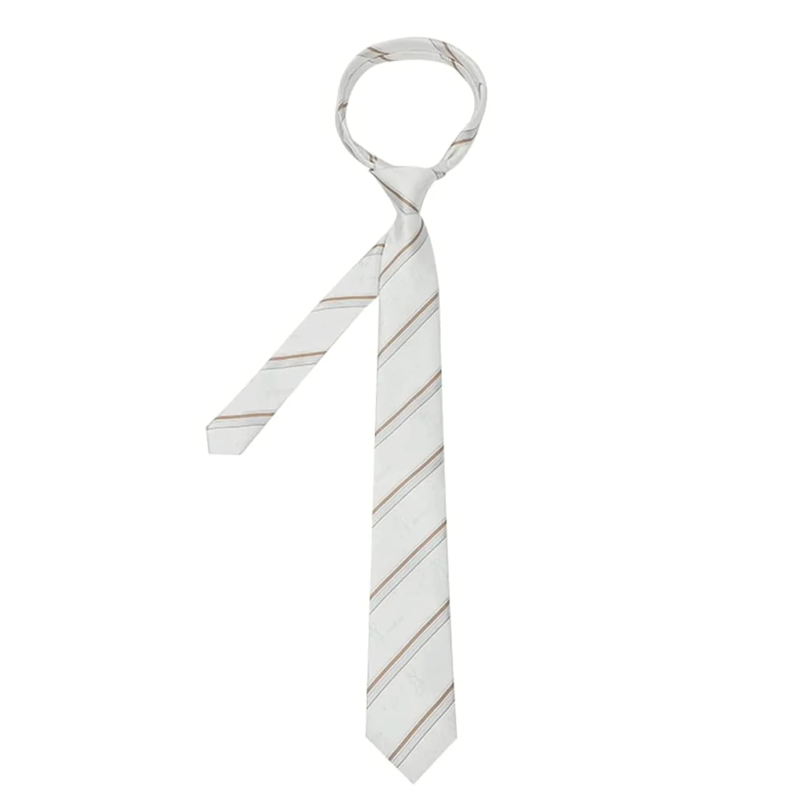Cravatta Casual Bianca a Righe in Poliestere