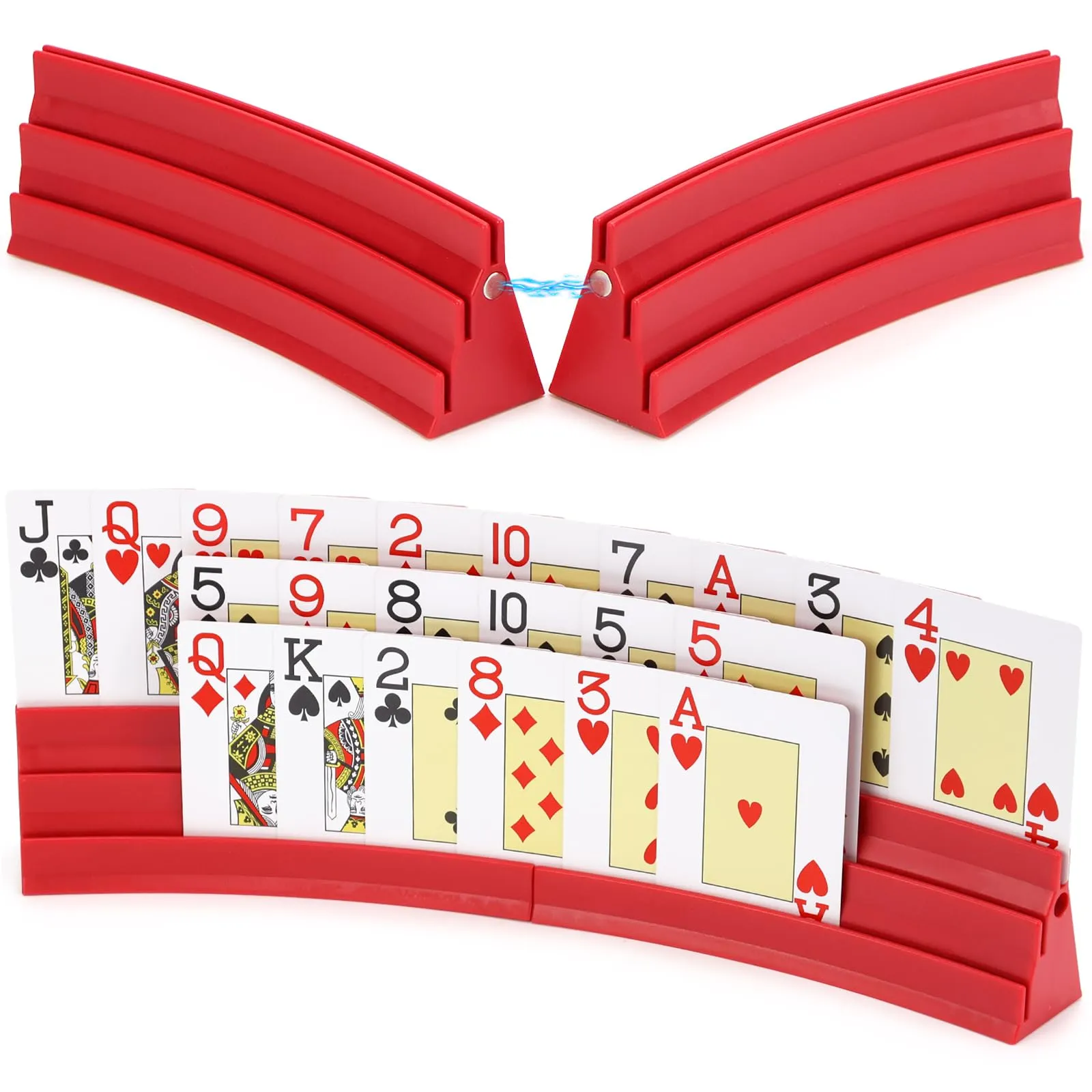 Mumjooyi 4 Pezzi Porta Carte Da Gioco - Reggi Carte Ergonomico per Bambini, Anziani e Adulti