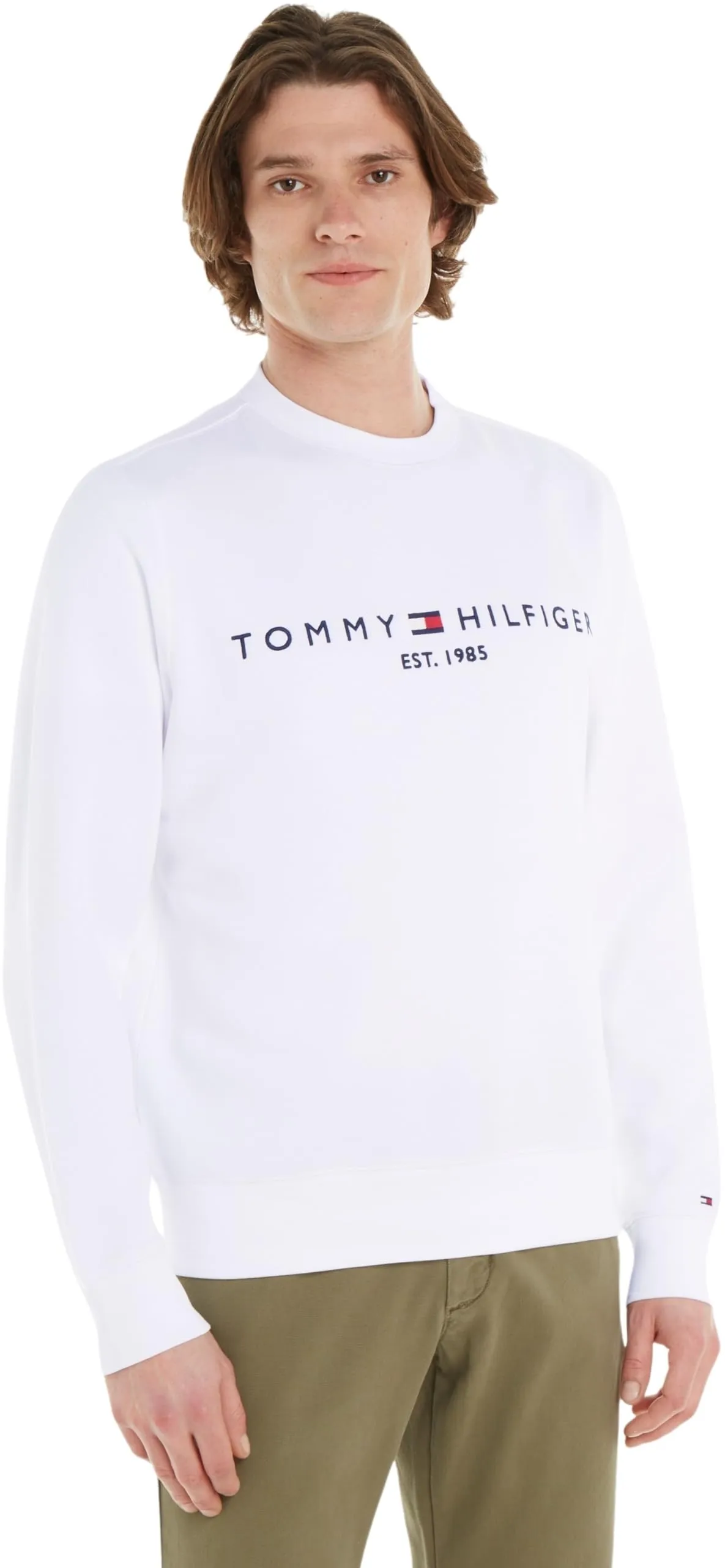 Tommy Hilfiger Felpa Uomo Logo Bianco