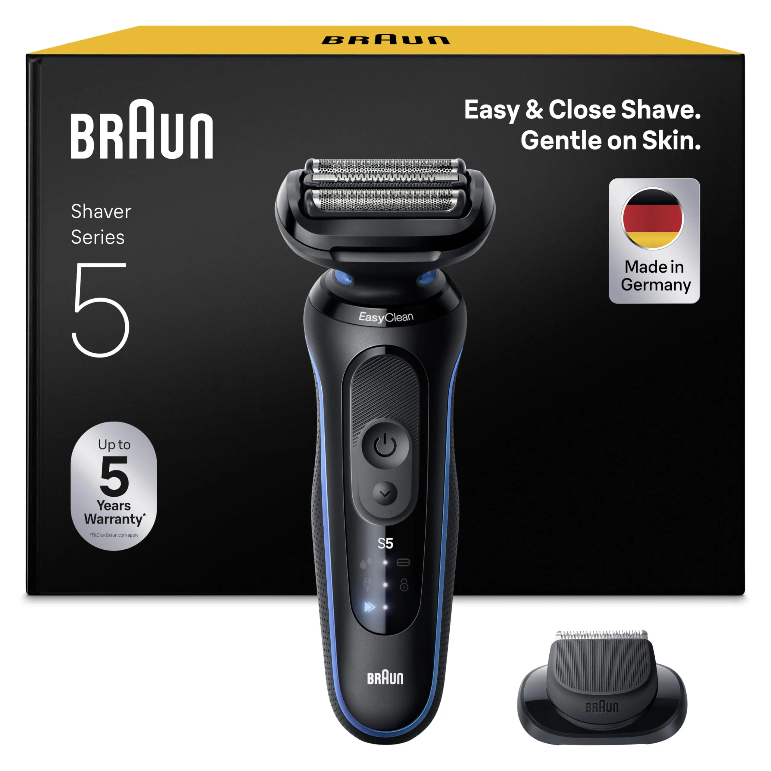 Braun Serie 5 52-B1200SI Rasoio Elettrico Barba Wet&Dry con Rifinitore di Precisione, Blu