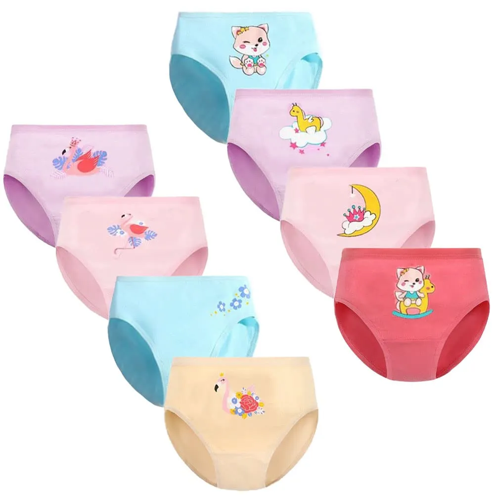 FedMois Slip Bambina Intimo Mutande Mutandine Cotone 2-9 Anni Confezione da 8, Flamingo e Gatti