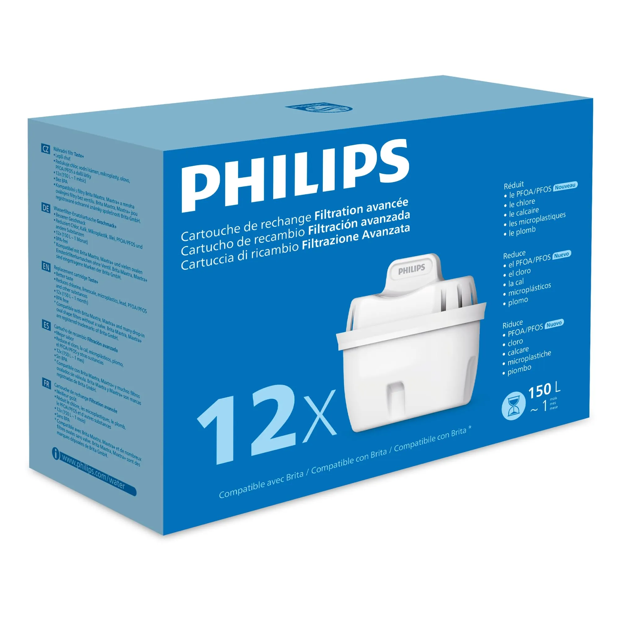 Philips Water Cartucce Filtranti Sostitutive, 12 Unità
