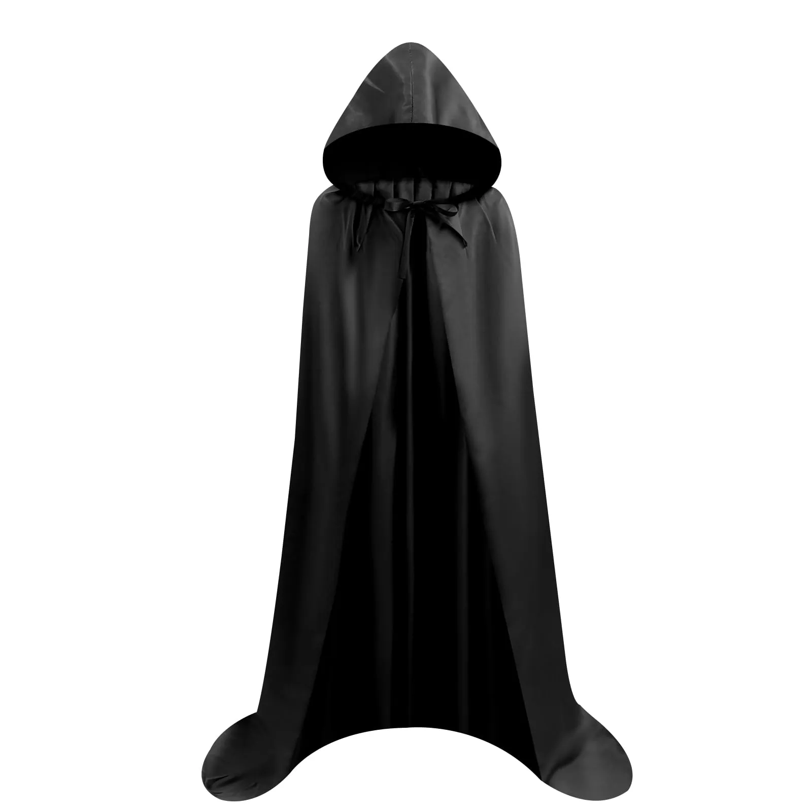 Proumhang Mantello Nero con Cappuccio in Raso - Costume Halloween Adulti