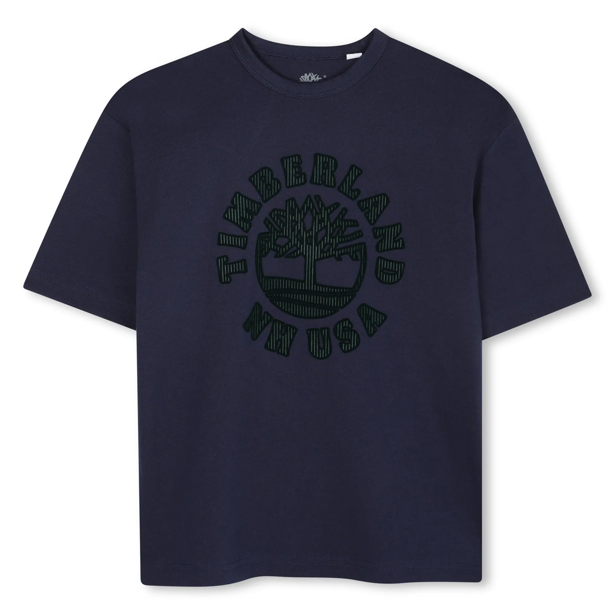 Timberland T-shirt Logo Floccato Blu Indigo - Bambino