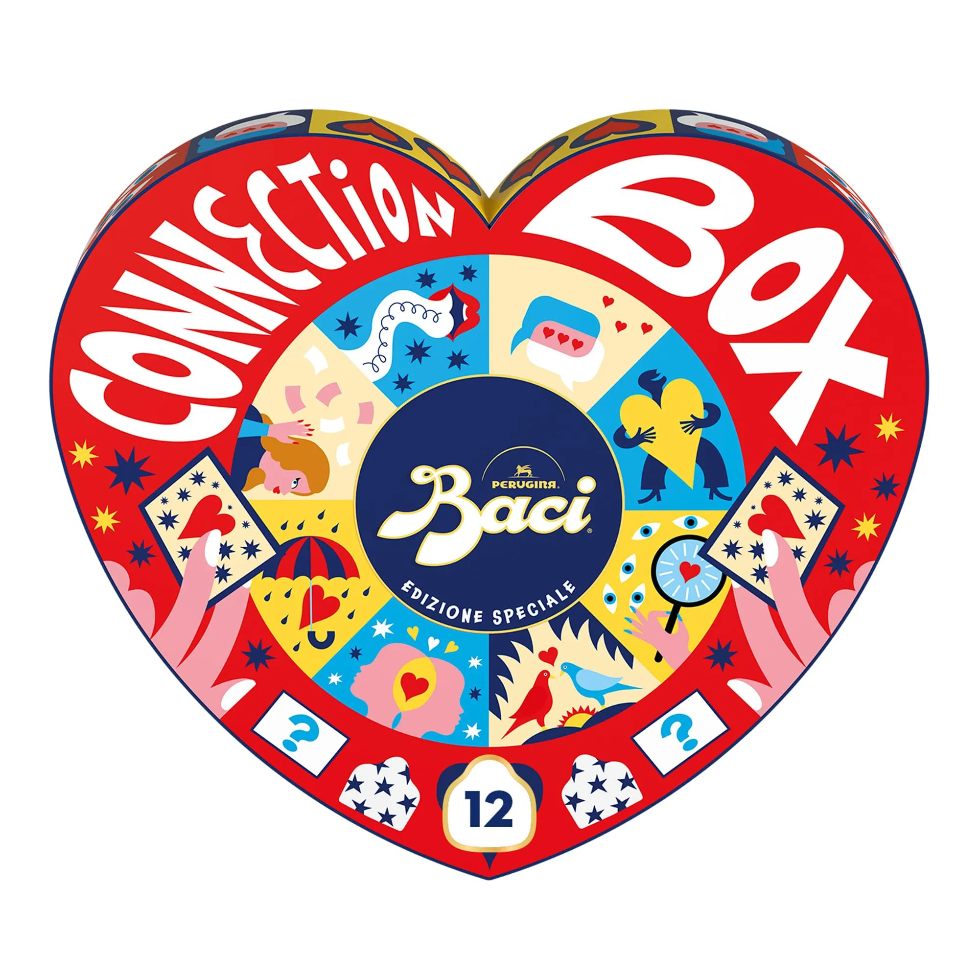 BACI PERUGINA Classico Connection Box Cioccolatini Fondenti ripieni al Gianduia, Scatola Maxi Cuore San Valentino 150g