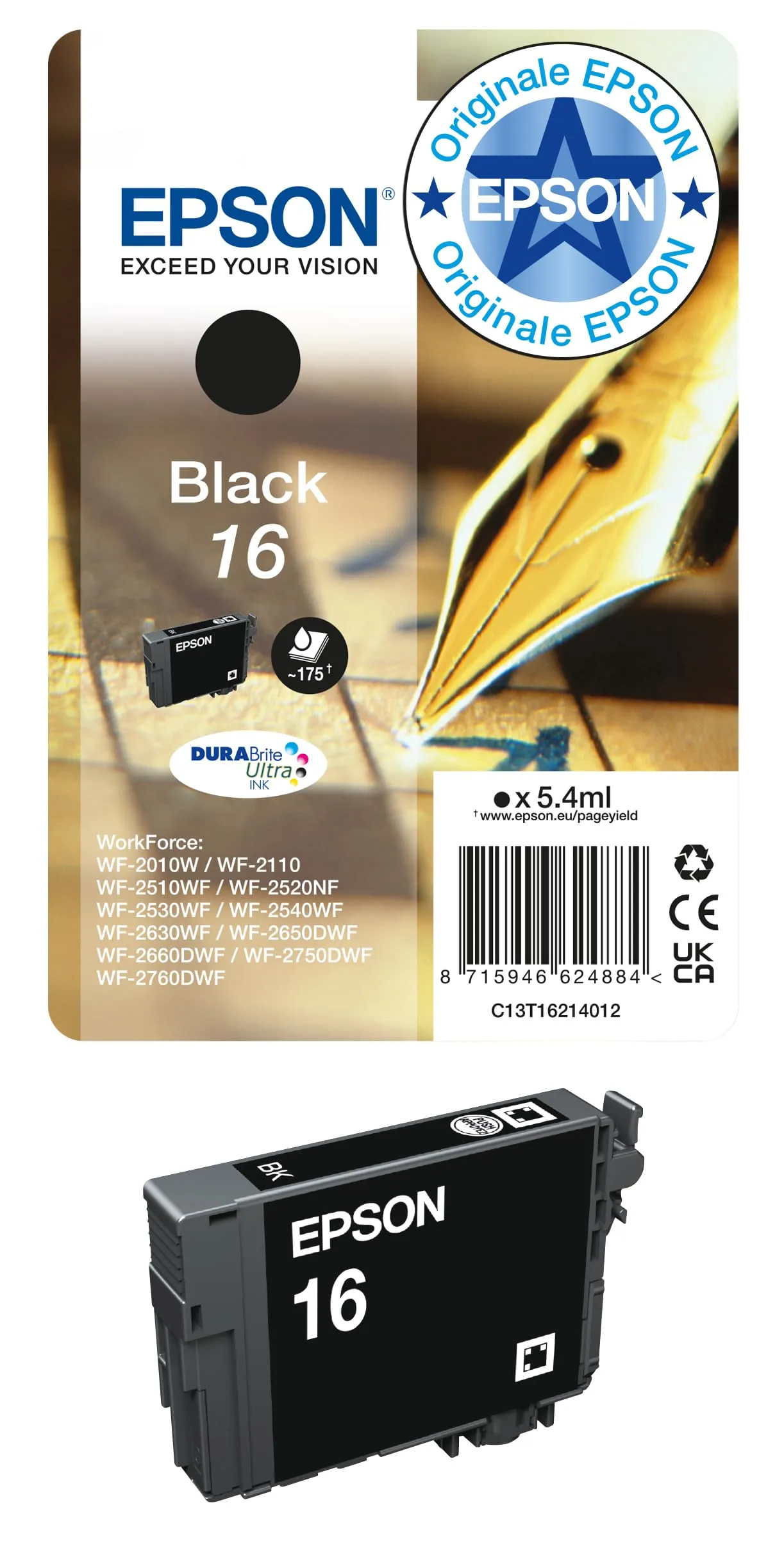 Cartuccia Epson C13T16214022 Nero