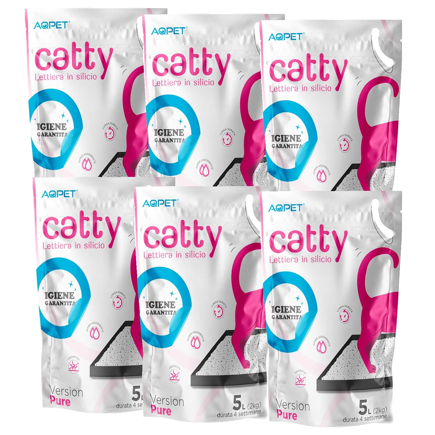 Catty Lettiera al Silicio Cristalli per Gatto 5 Lt - Confezione da 6
