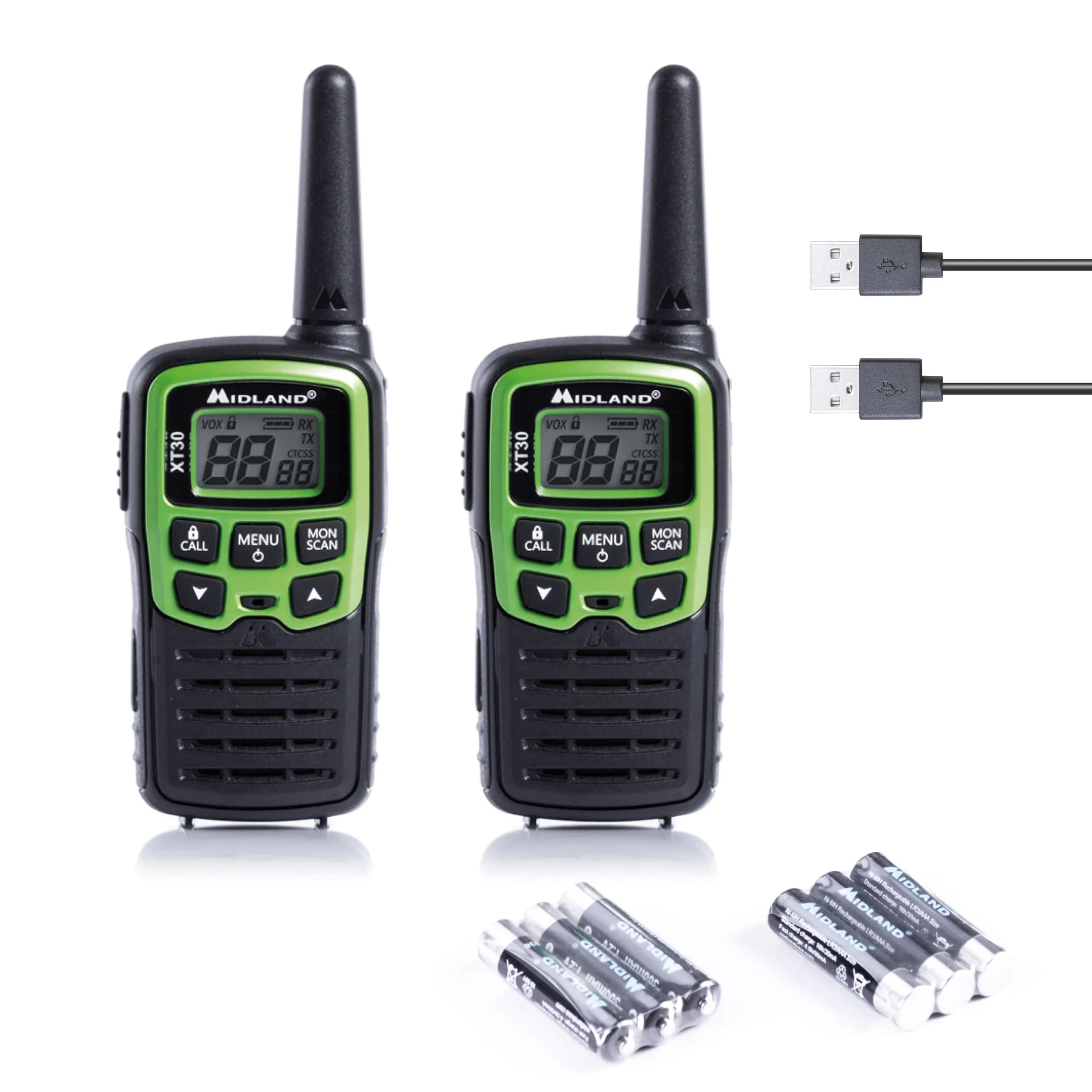 Midland XT30 - Walkie Talkie Ricetrasmittente PMR446 - Colore Verde - Set di 2