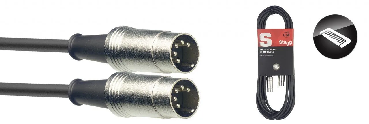 Stagg SMD10 - Cavo MIDI DIN 5 Pin Maschio-Maschio, 10 Metri
