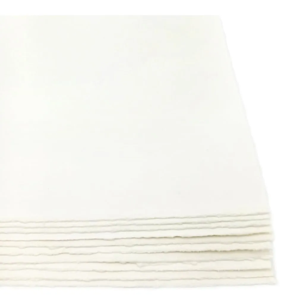 Fogli in Carta A4 Riciclata Fatta a Mano, con Bordi irregolari, 21x29,7cm, 250 g/m2, Confezione da 10, per inviti, biglietti, partecipazioni, Made in Italy (Bianco)