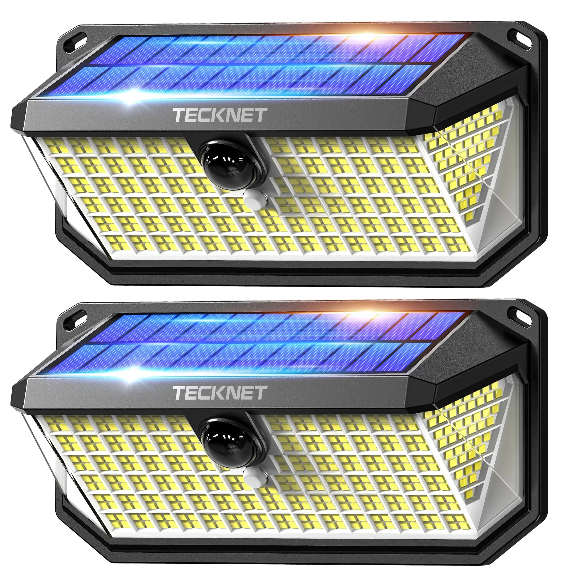 TECKNET 416 LED Faretto Solare da Esterno con Sensore di Movimento - Illuminazione Potente e Sicura per i Tuoi Spazi Esterni (2 Pezzi)