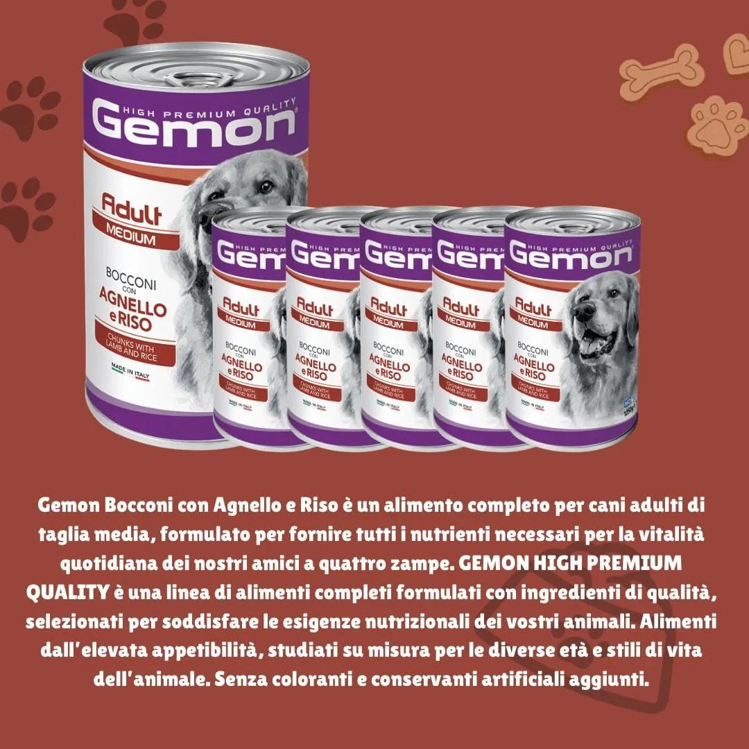 Gemon Adult Agnello e Riso - Alimento Umido Completo per Cani Adulti di Tutte le Taglie