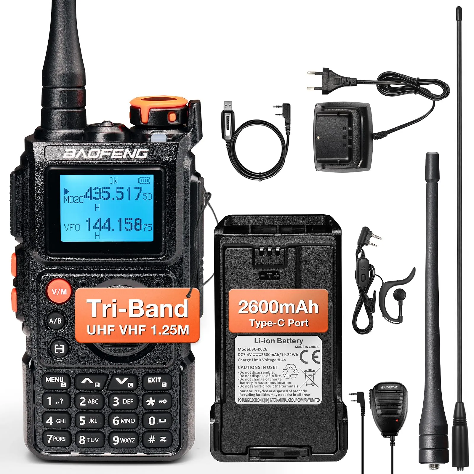 BAOFENG K6 Tri-band Walkie Talkie