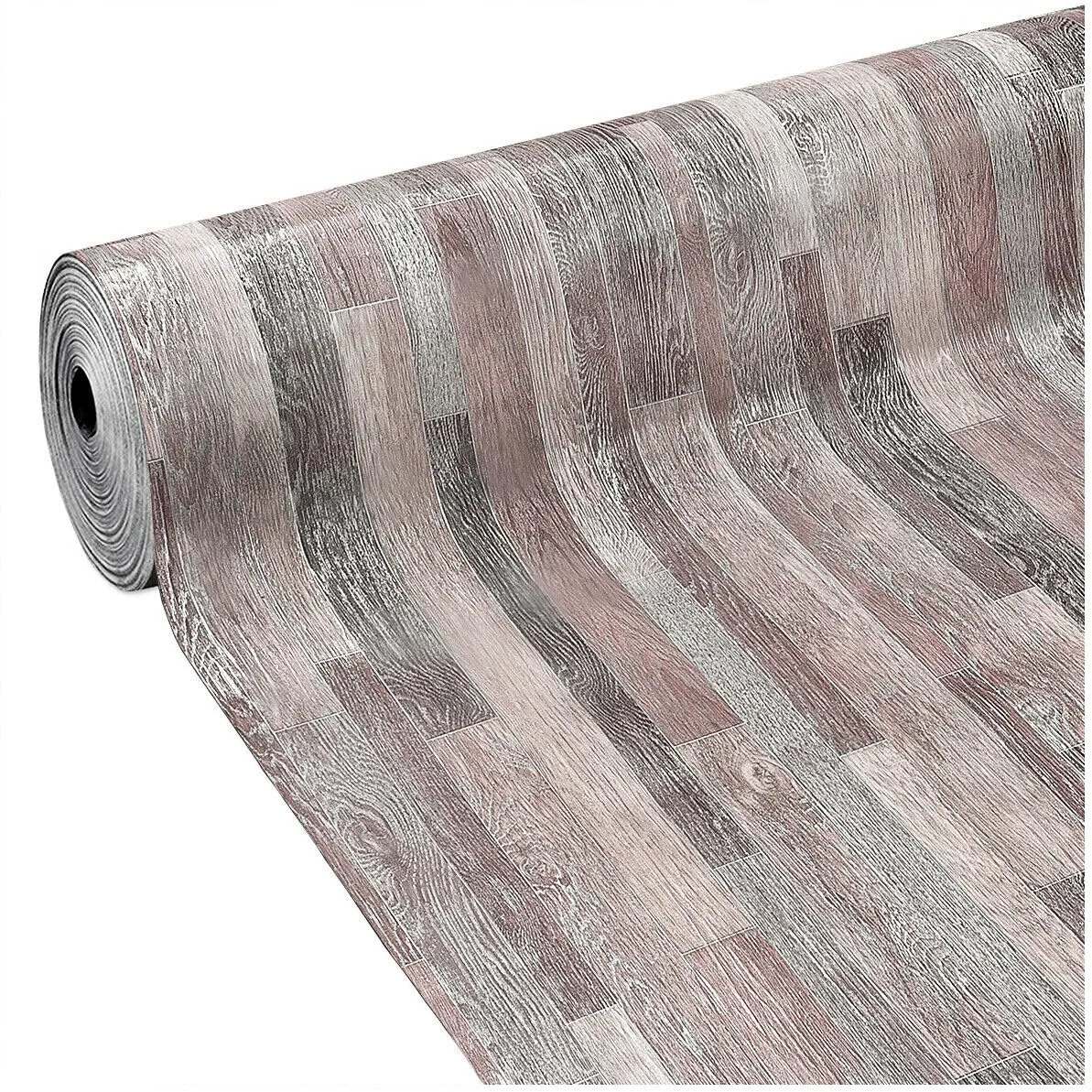 Pavimento PVC Rivestimento Rotolo Vinile Design Legno Chiaro Beige Bianco 100x350 cm Dis_C