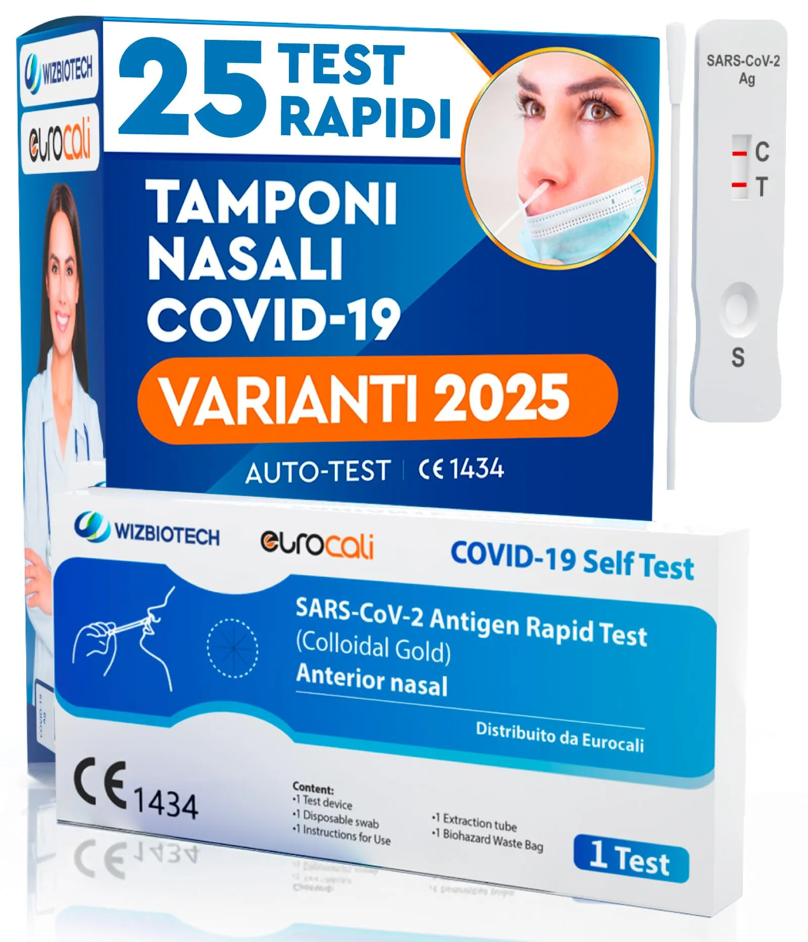 12x Tamponi COVID-19 - Test Nuove Varianti 2025 - Tamponi Rapidi Nasali Certificati per Uso Domestico