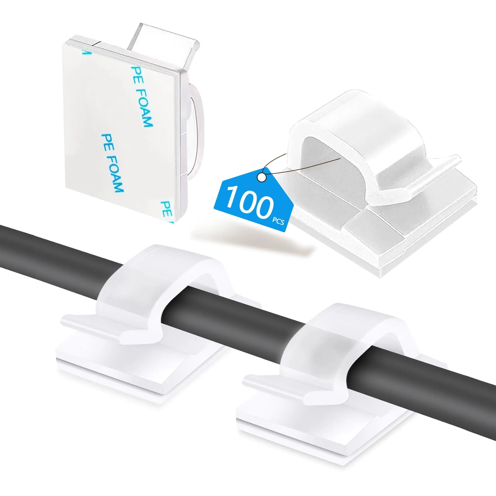 Abnii 100 Supporti per Cavi Autoadesivi Trasparenti, Organizer per Cavi Multifunzione