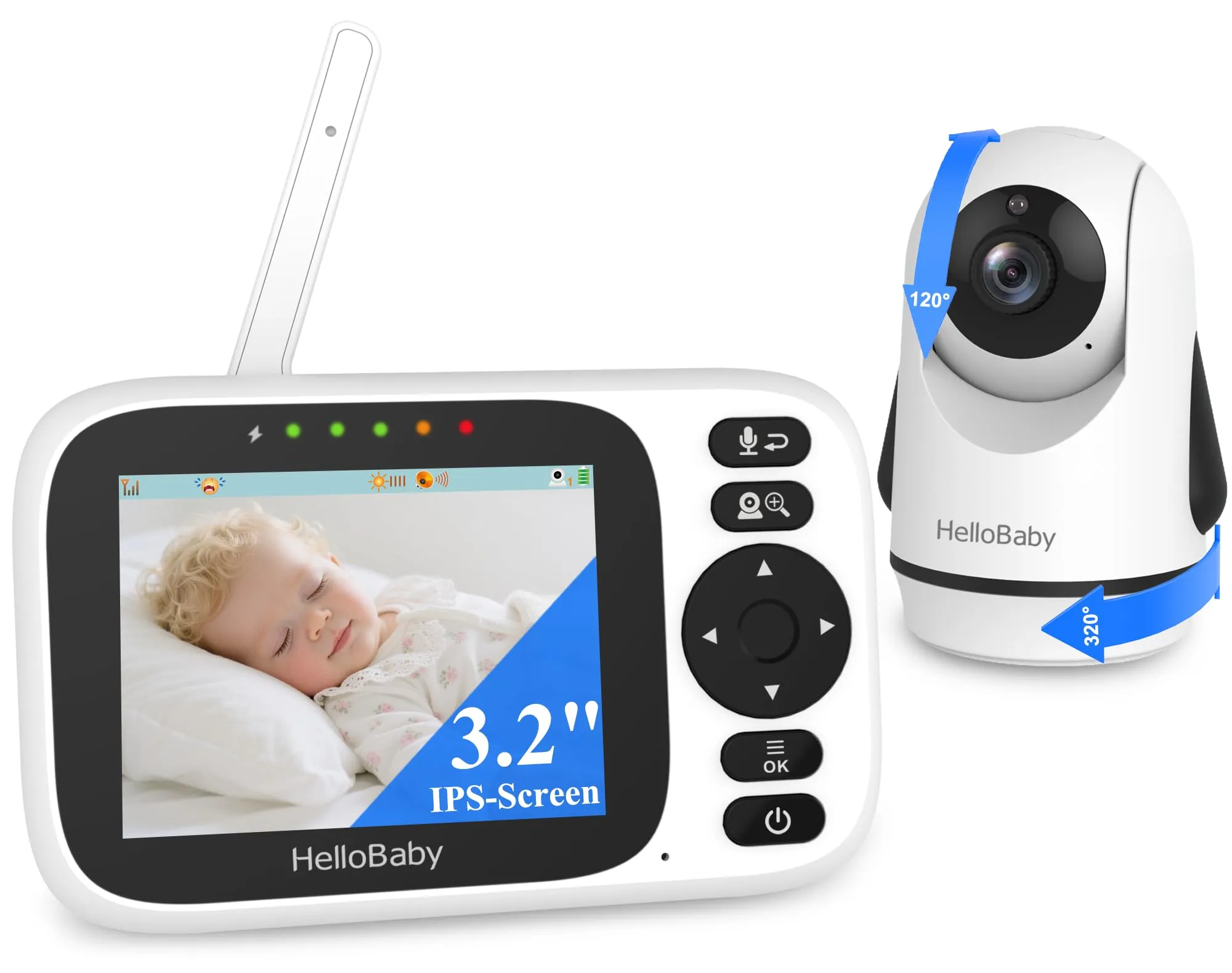 HelloBaby Baby Monitor Senza WiFi con Schermo da 3.2''